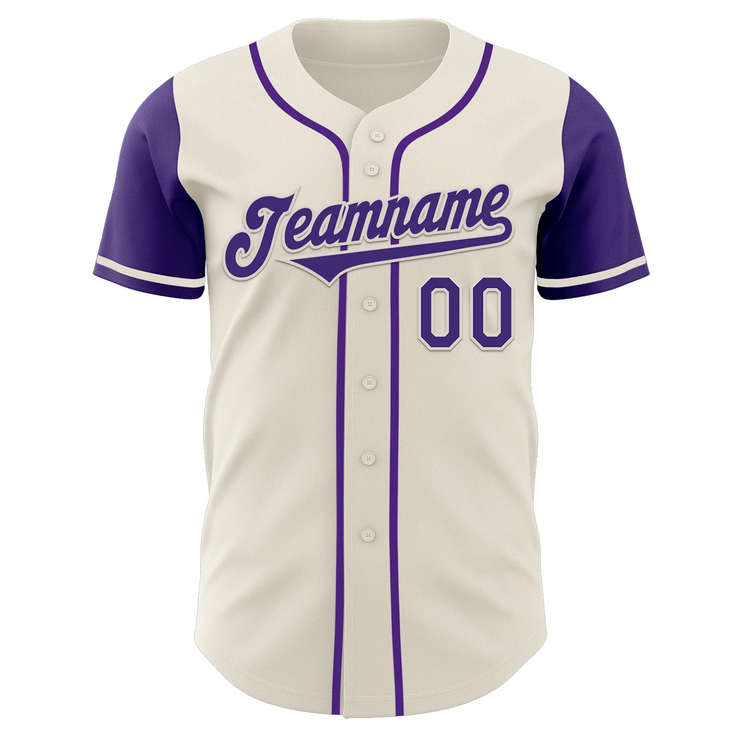 Custom Cream Purple Authentic Two Tone Baseball Jersey - Image 2