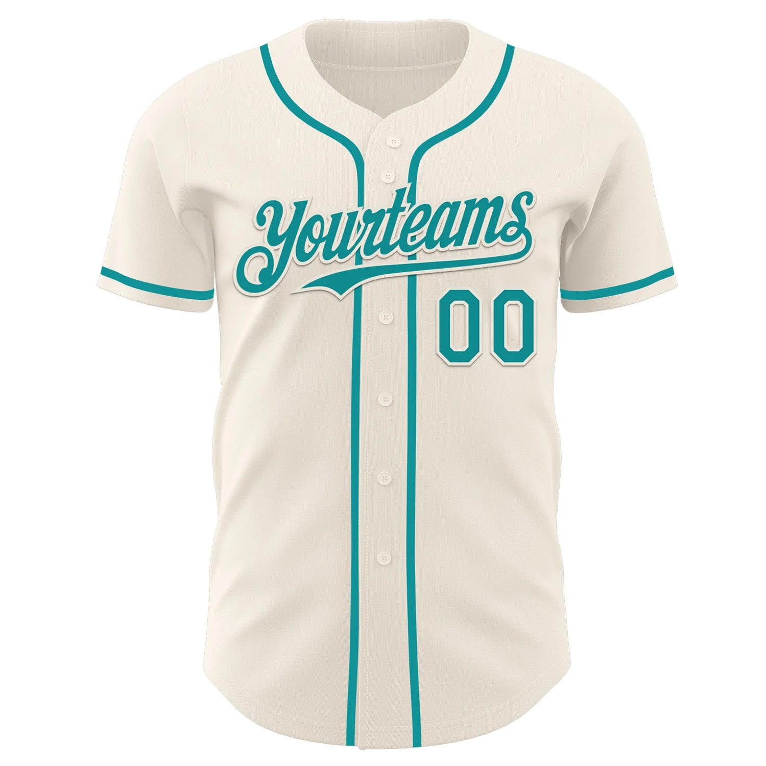 Custom Cream Teal Authentic Baseball Jersey - Image 2