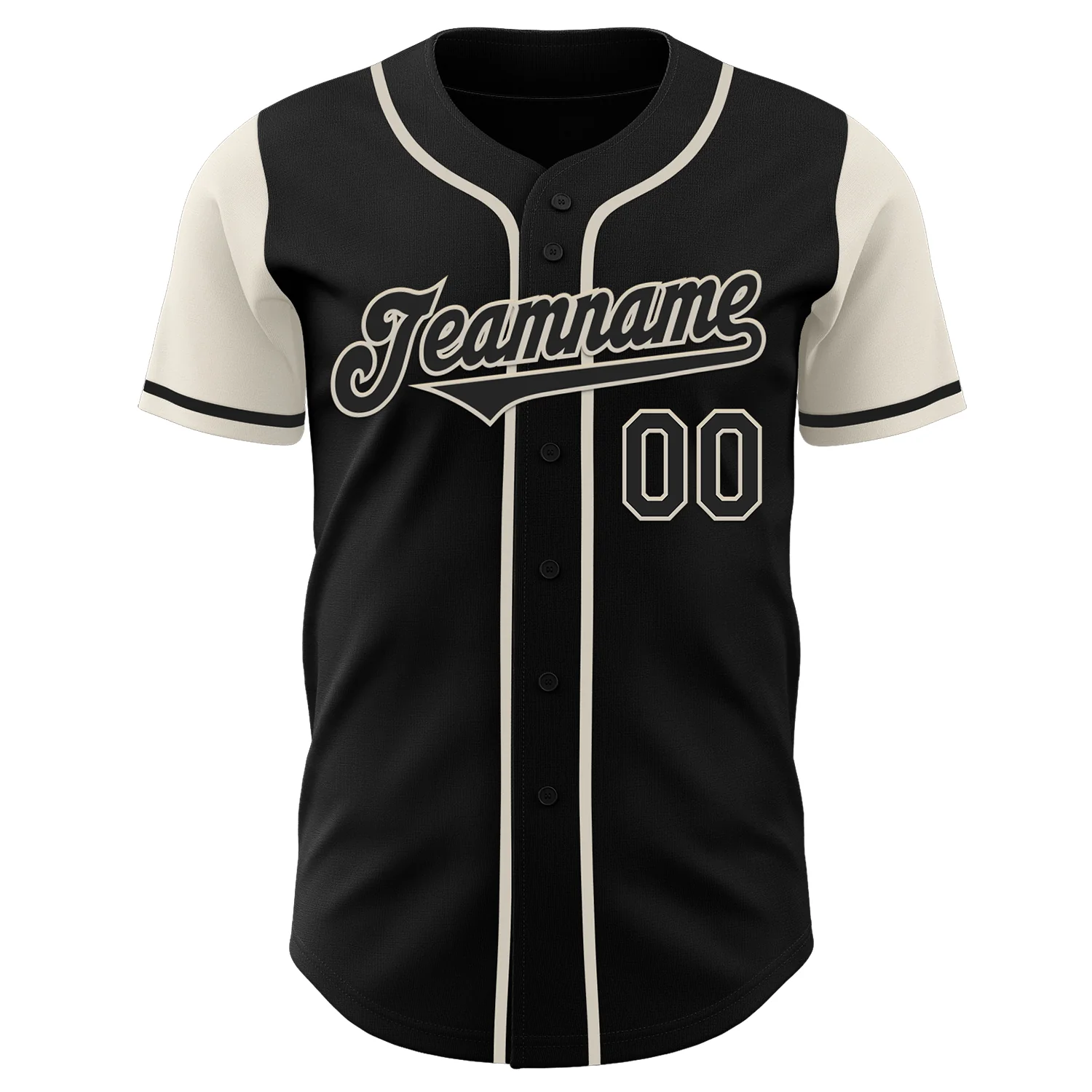 Custom Black Cream Authentic Two Tone Baseball Jersey - Image 2