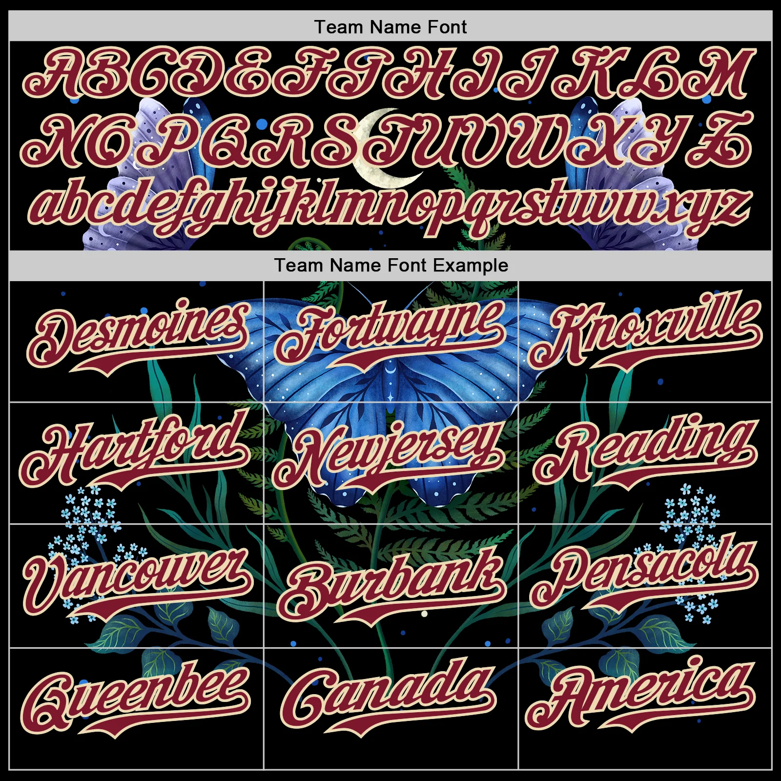 Custom Black Crimson-Cream Episodic Drawing Blue Morpho Butterfly Authentic Baseball Jersey - Image 4