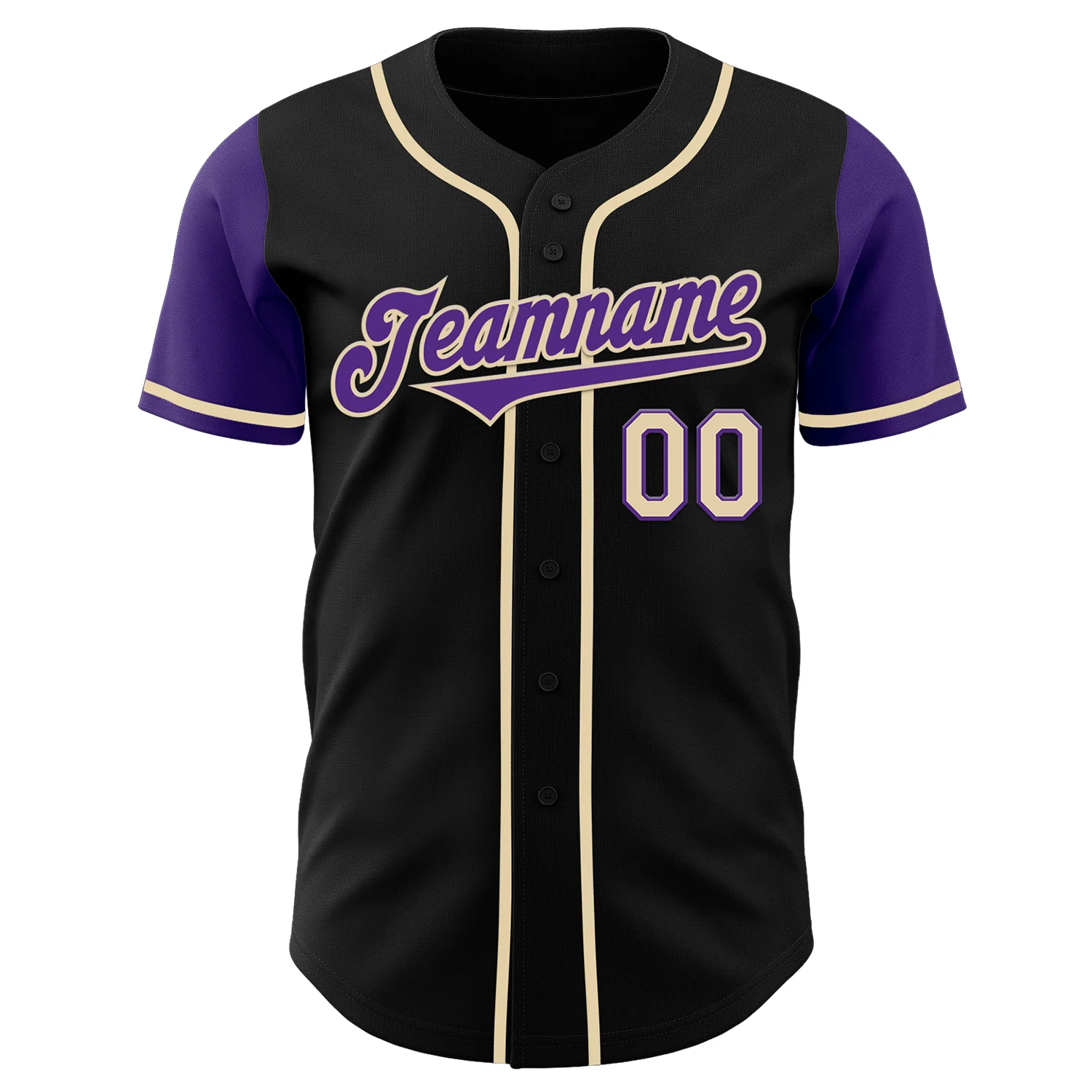 Custom Black Purple-Cream Authentic Two Tone Baseball Jersey - Image 2