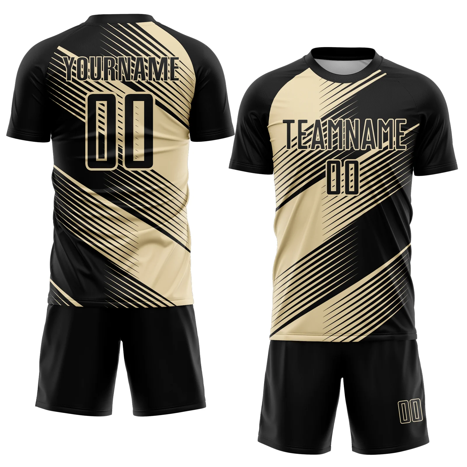 Custom Black Cream Line Sublimation Soccer Uniform Jersey - Image 2