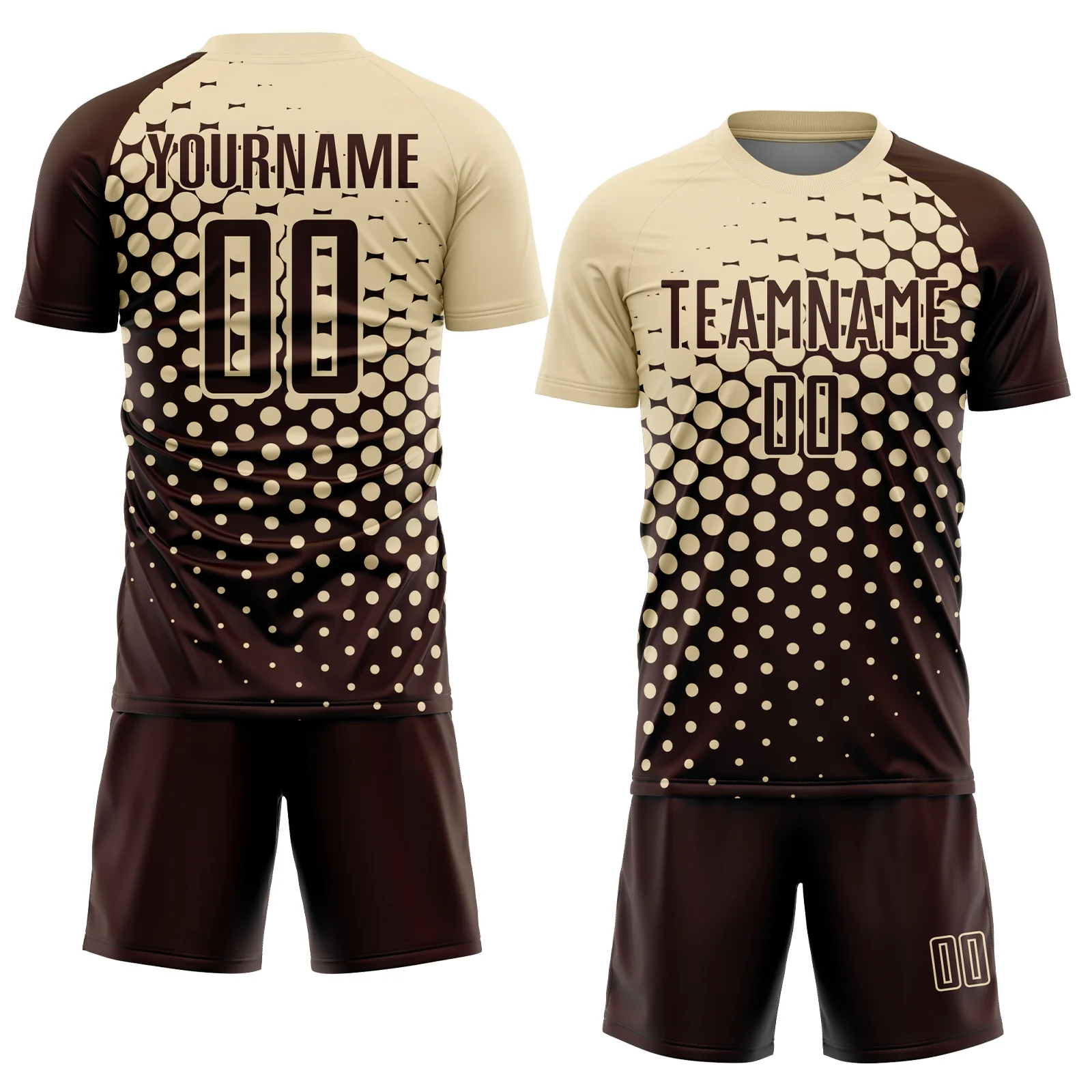 Custom Brown Cream Modern Polka Dot Sublimation Soccer Uniform Jersey - Image 2