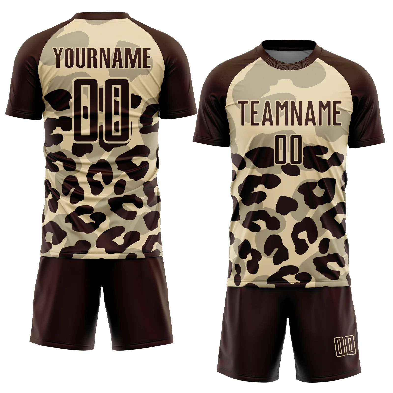 Custom Brown Cream Animal Leopard Print Sports Sublimation Soccer Uniform Jersey - Image 2