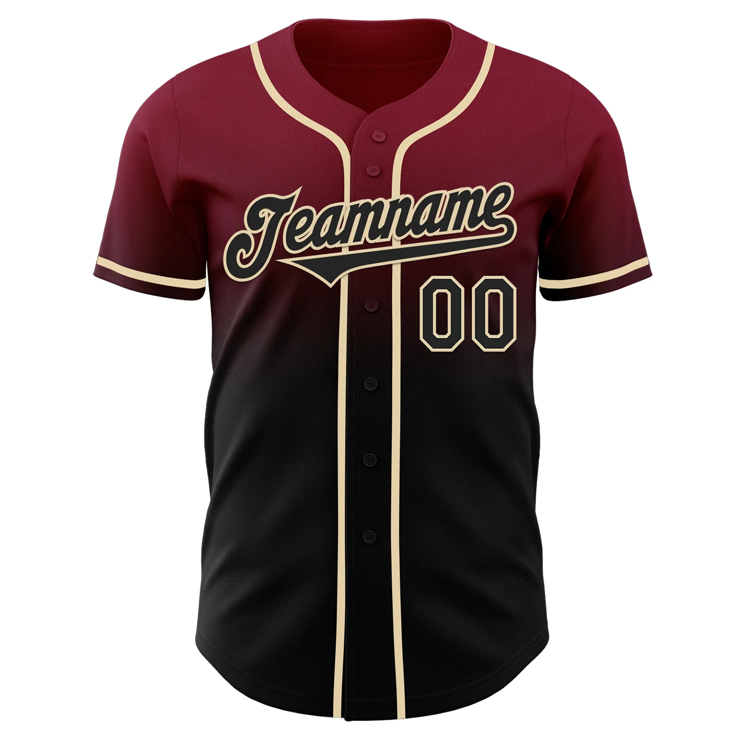Custom Crimson Black-Cream Authentic Fade Fashion Baseball Jersey - Image 2