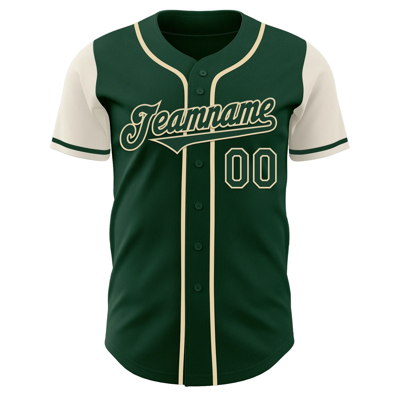Custom Green Cream Authentic Two Tone Baseball Jersey - Image 2