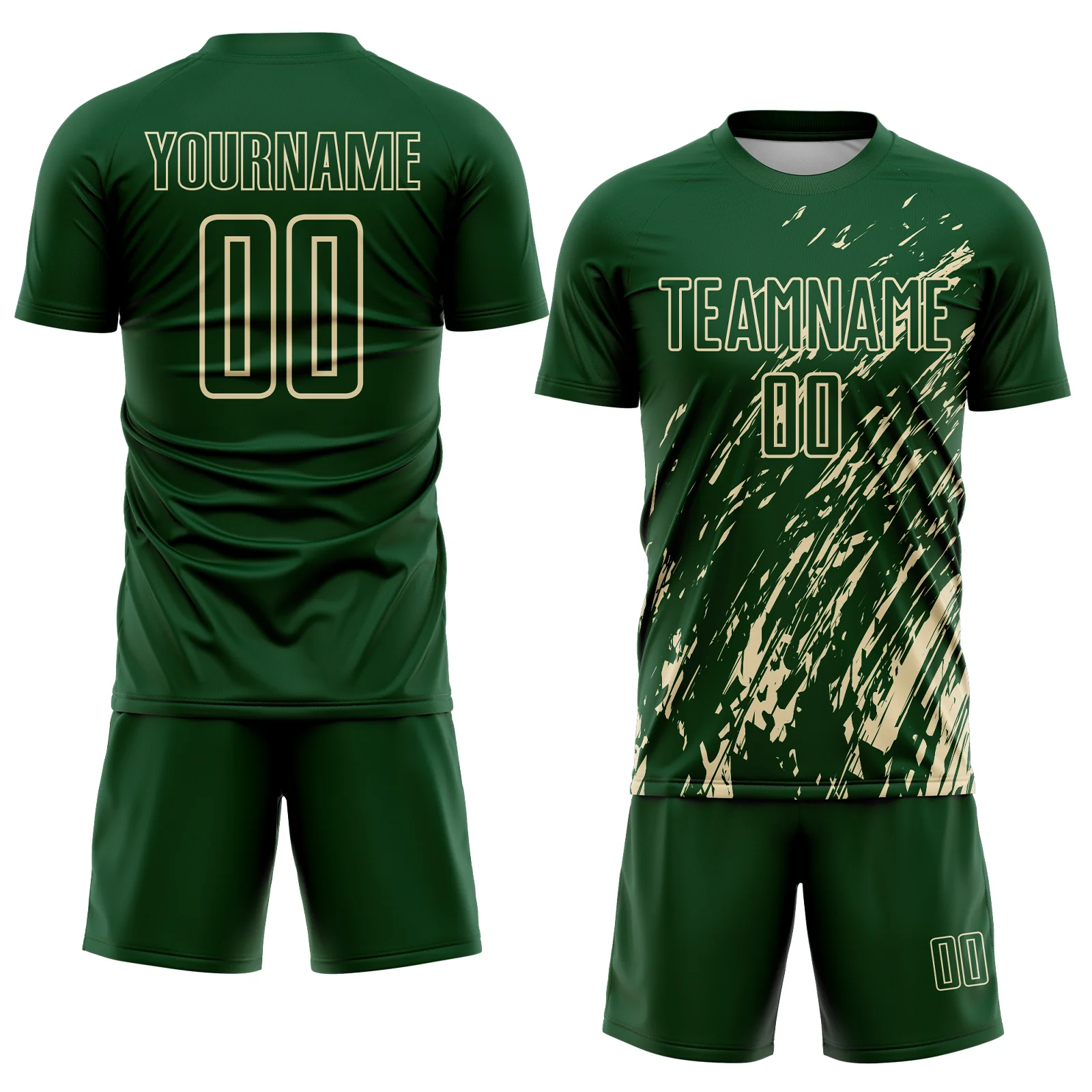 Custom Green Cream Splash Sublimation Soccer Uniform Jersey - Image 2
