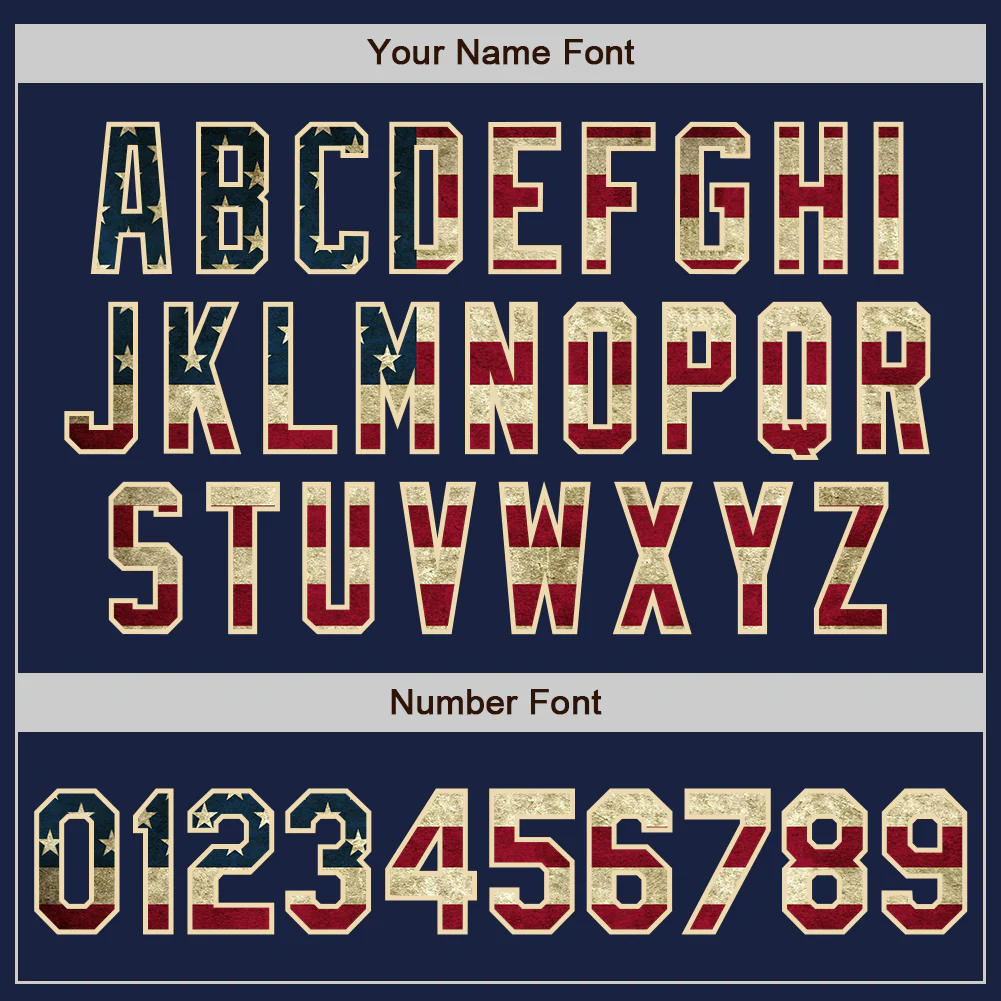 Custom Navy Vintage USA Flag-Cream Authentic Baseball Jersey - Image 4