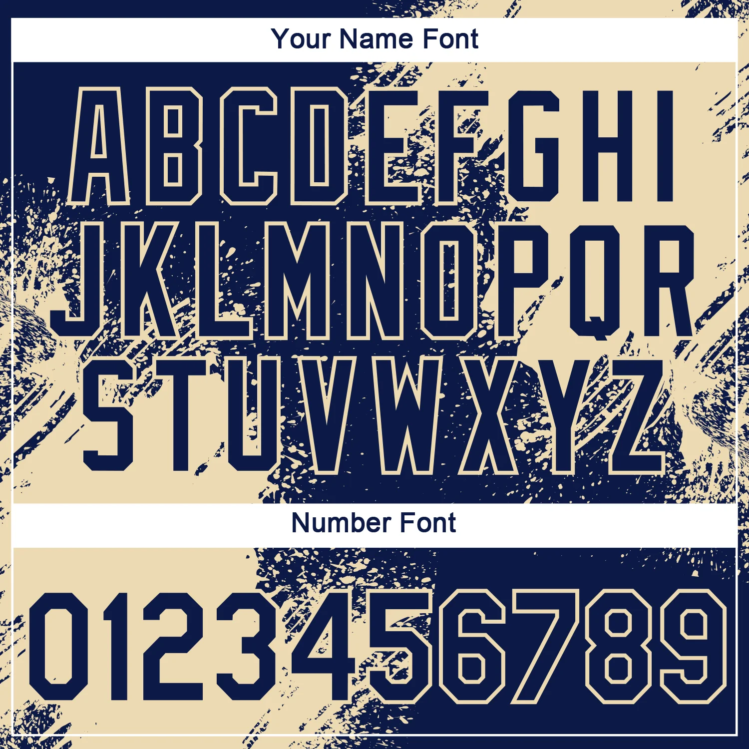 Custom Navy Cream 3D Pattern Design Abstract Brush Stroke Performance T-Shirt - Image 4