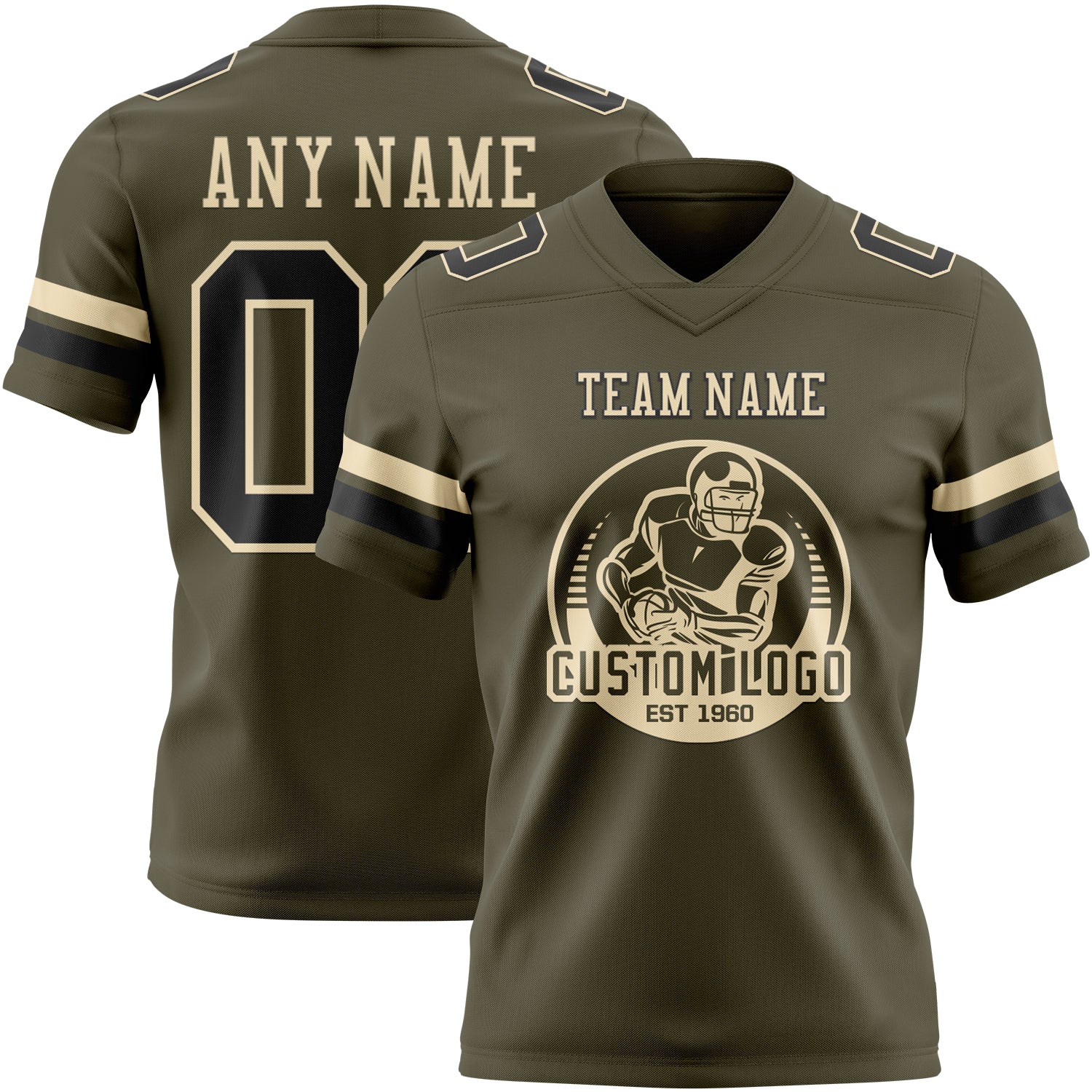 Custom Olive Black-Cream Authentic Salute To Service Football Jersey - Image 2