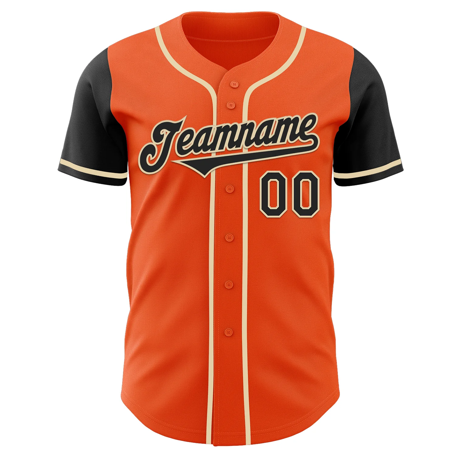 Custom Orange Black-Cream Authentic Two Tone Baseball Jersey - Image 2