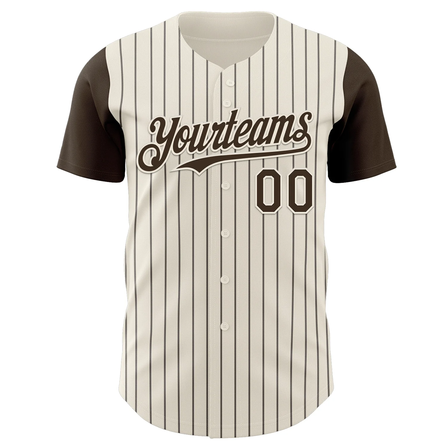 Custom Cream Brown Pinstripe Brown Authentic Two Tone Baseball Jersey - Image 2