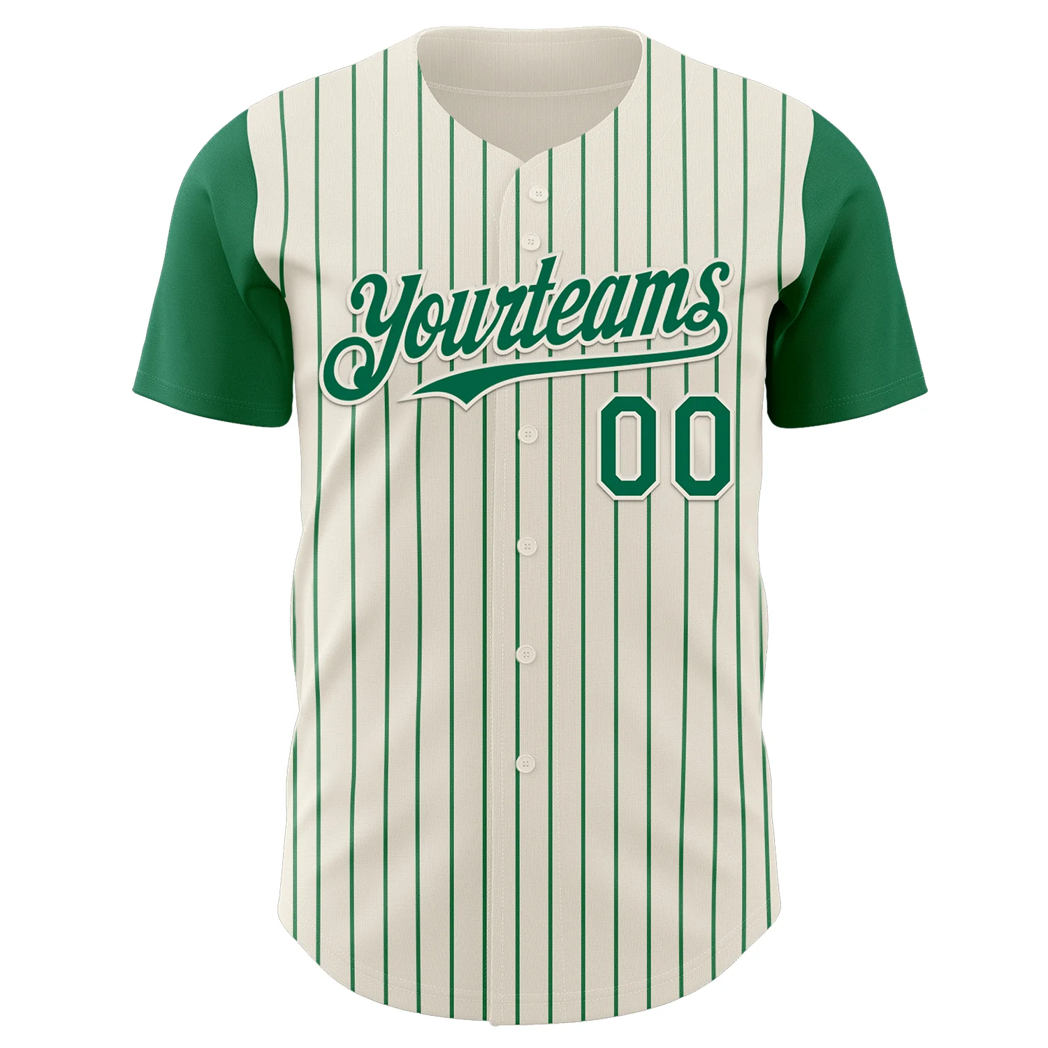 Custom Cream Kelly Green Pinstripe Kelly Green Authentic Two Tone Baseball Jersey - Image 2