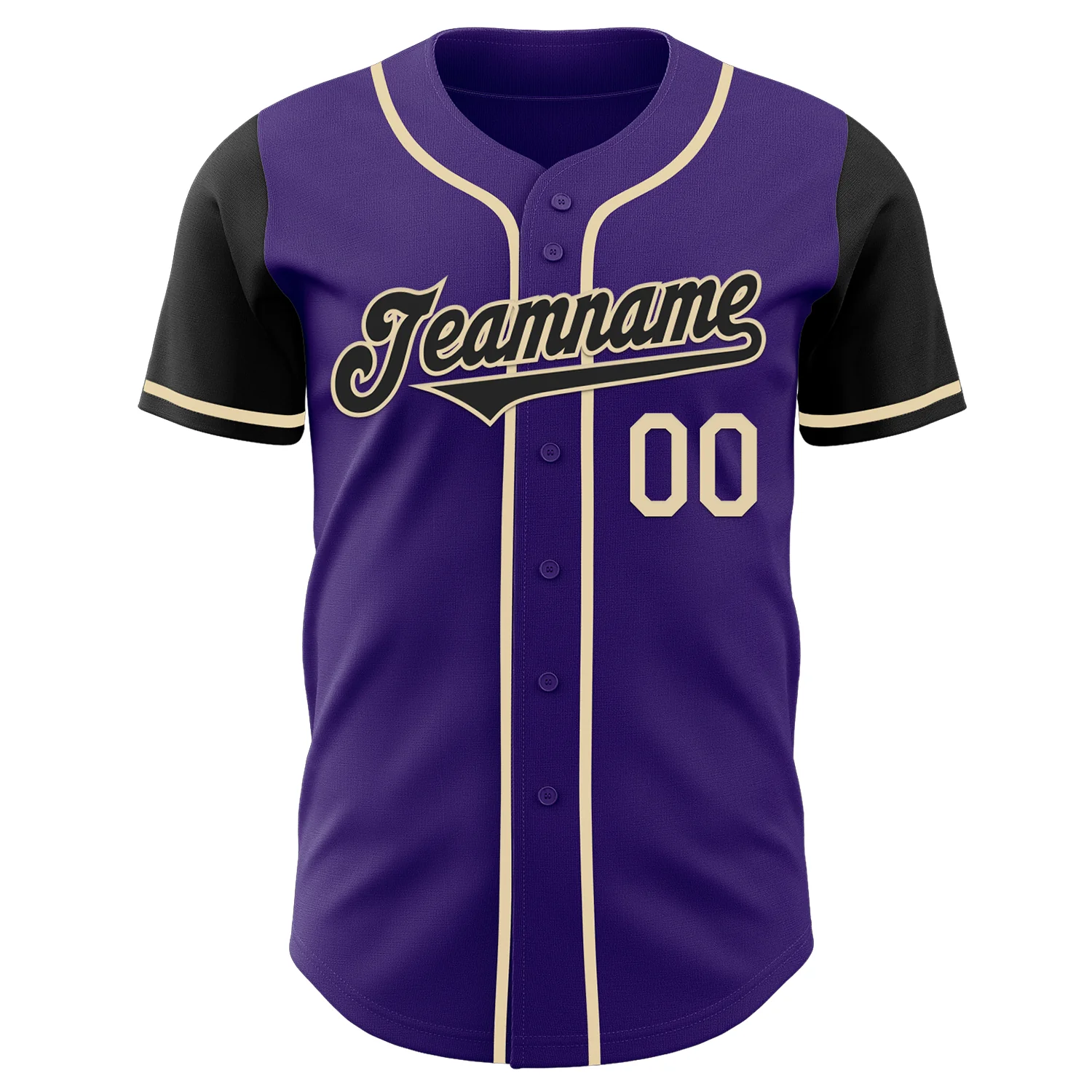 Custom Purple Black-Cream Authentic Two Tone Baseball Jersey - Image 2
