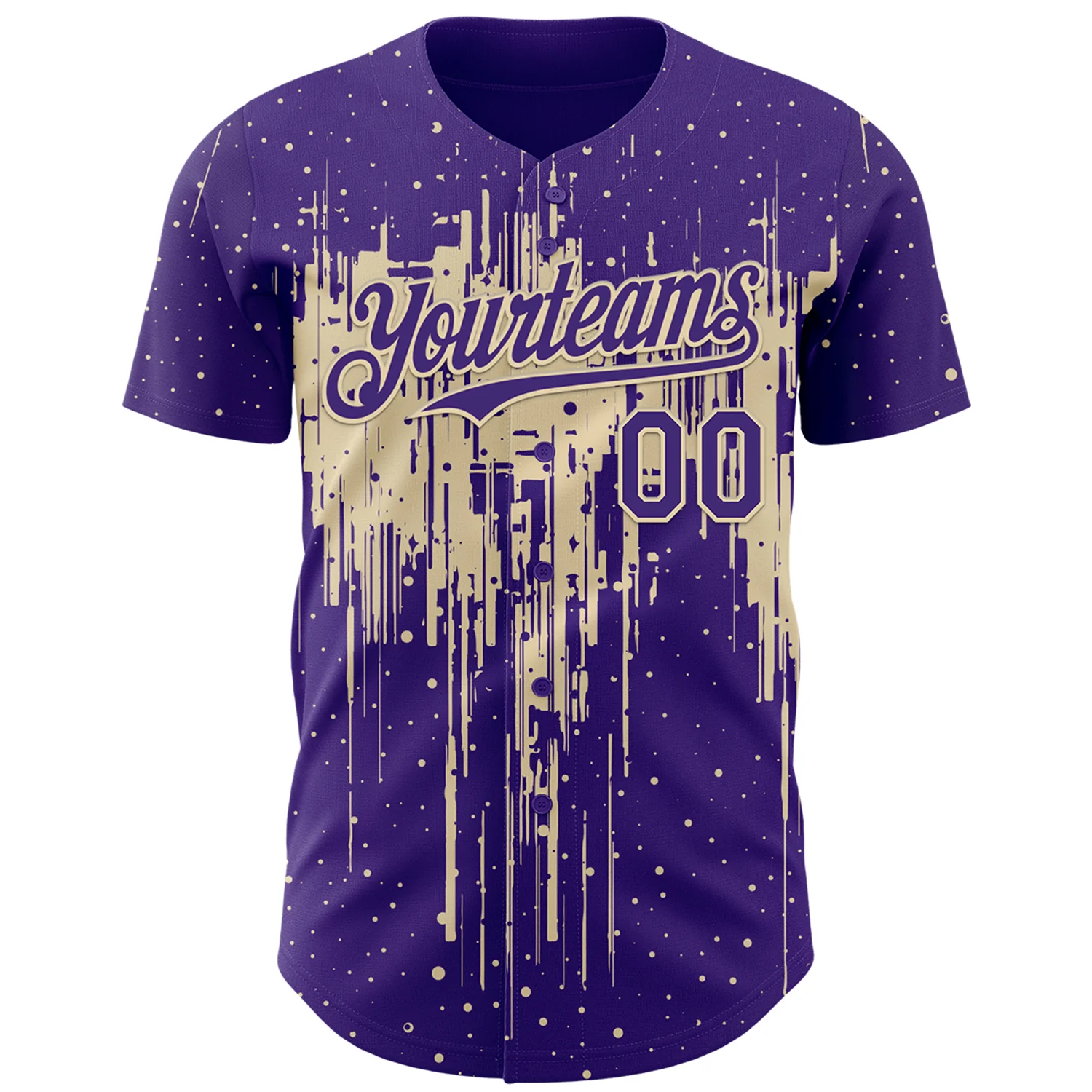 Custom Purple Cream Dripping Splatter Paint Authentic Baseball Jersey - Image 2