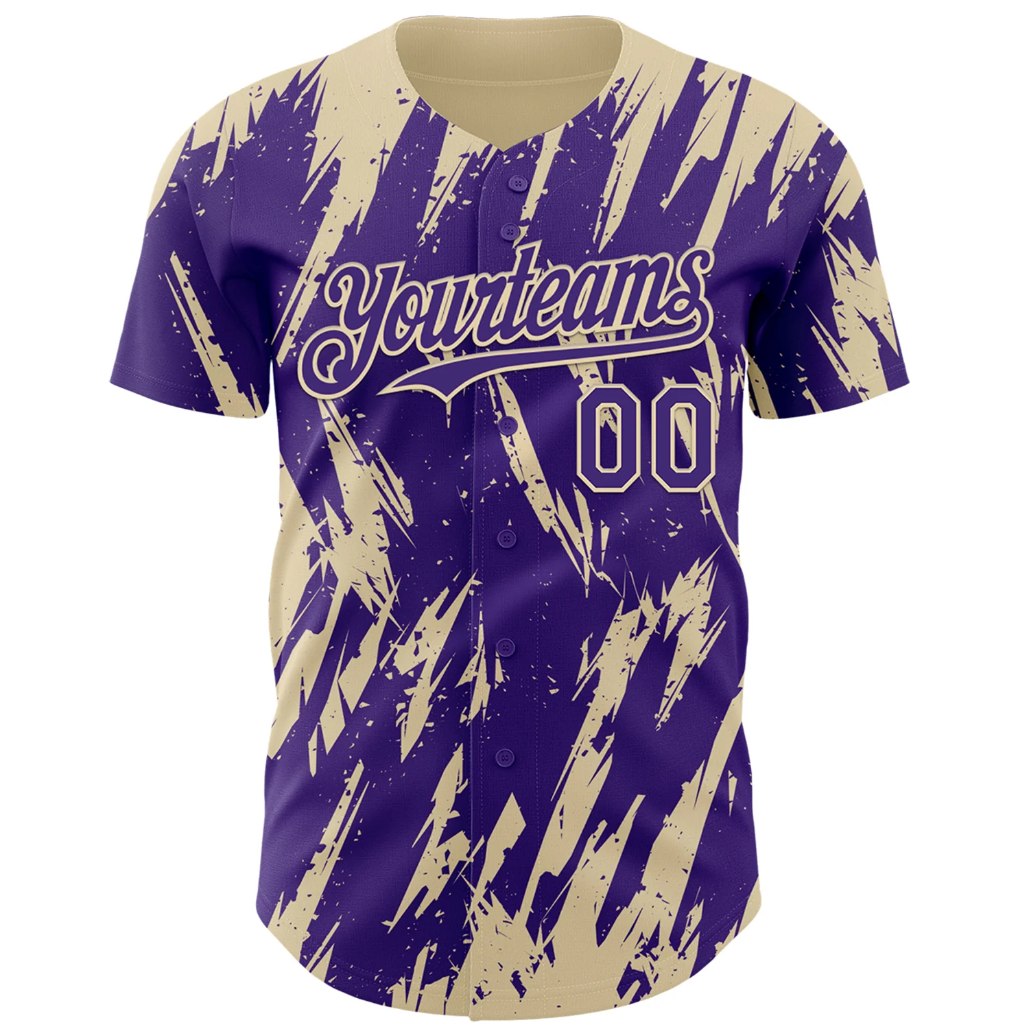 Custom Purple Cream Splatter Torn Sharp Brush Stroke Authentic Baseball Jersey - Image 2