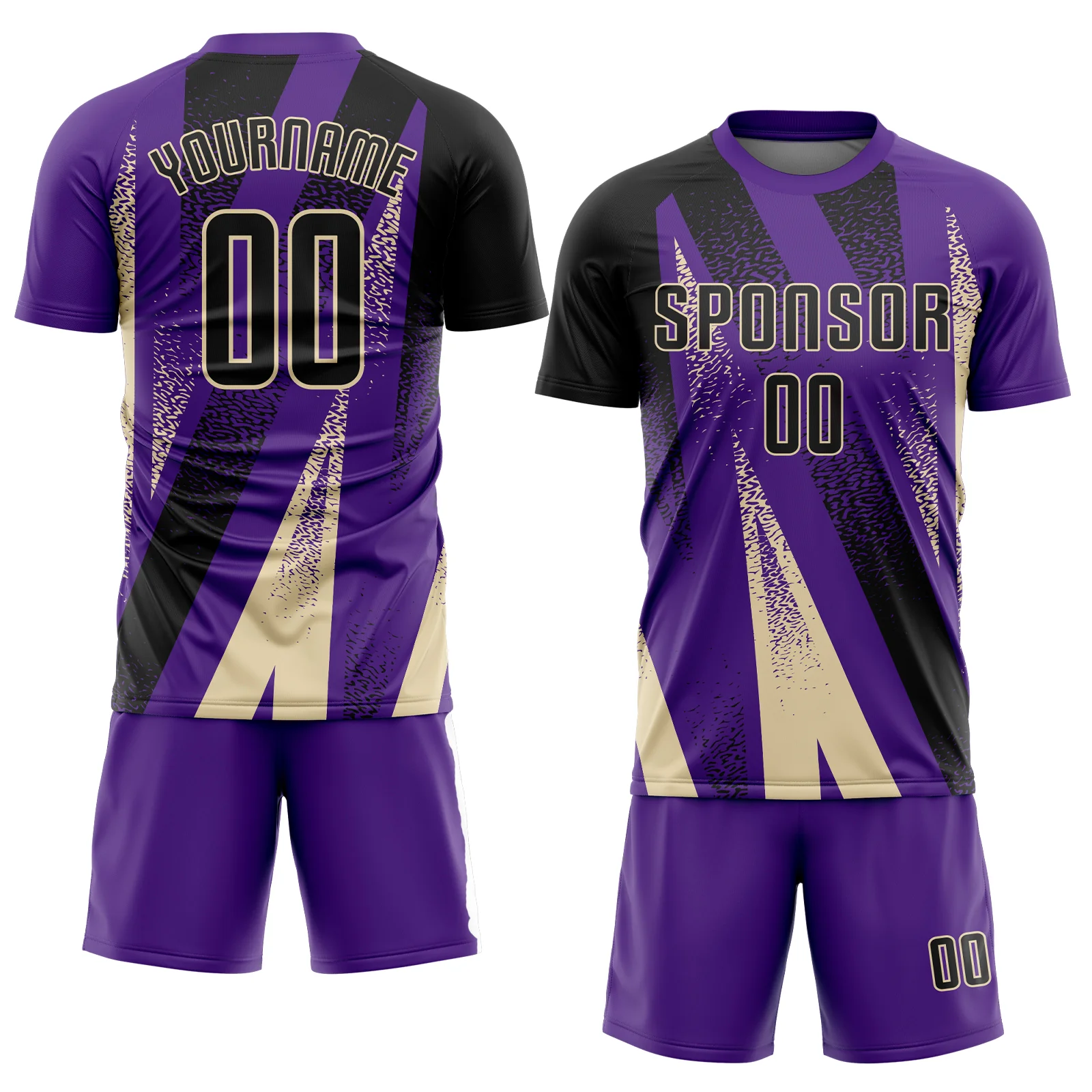 Custom Purple Black-Cream Radial Burst Sports Sublimation Soccer Uniform Jersey - Image 2