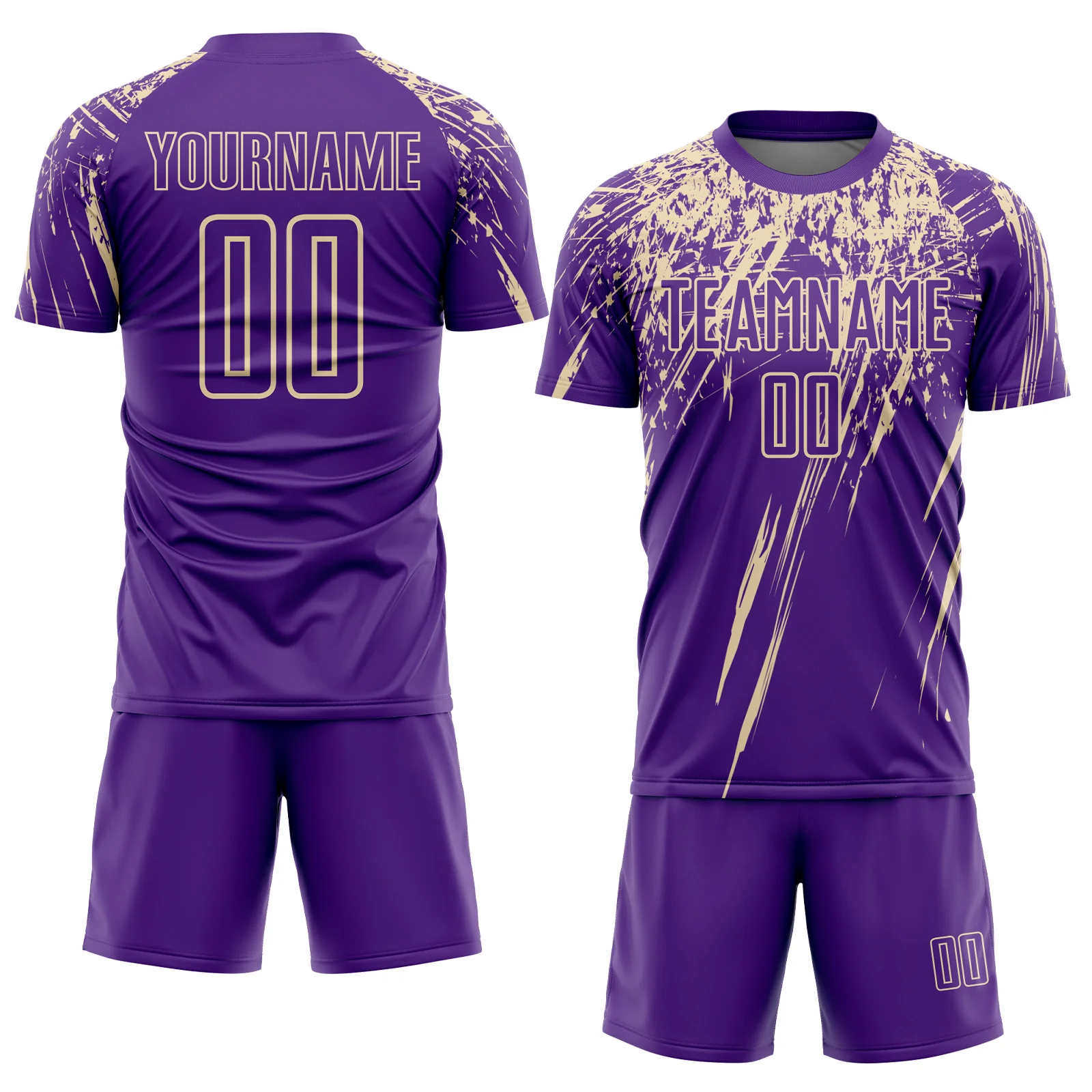 Custom Purple Cream Splash Sports Sublimation Soccer Uniform Jersey - Image 2