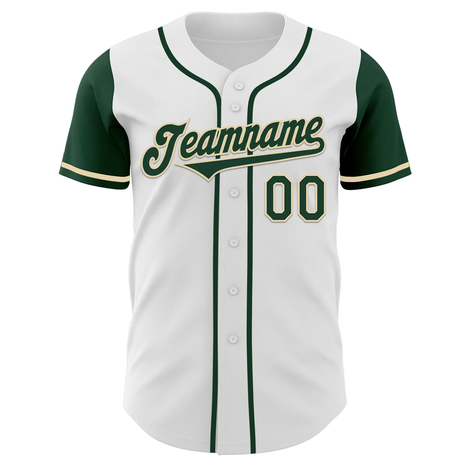 Custom White Green-Cream Authentic Two Tone Baseball Jersey - Image 2