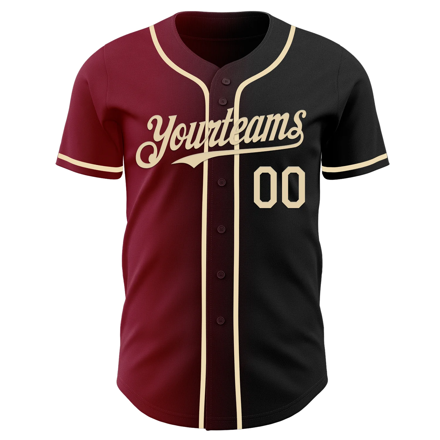 Custom Black Cream-Crimson Authentic Gradient Fashion Baseball Jersey - Image 2