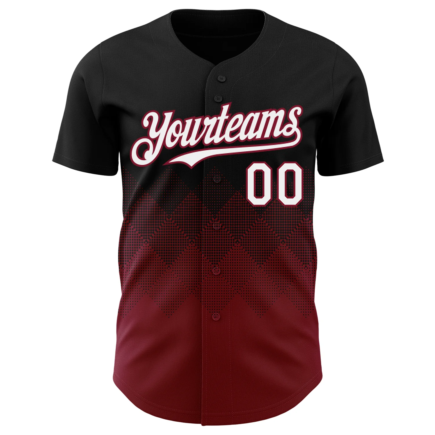 Custom Black White-Crimson 3D Gradient Square Shape Authentic Baseball Jersey - Image 2