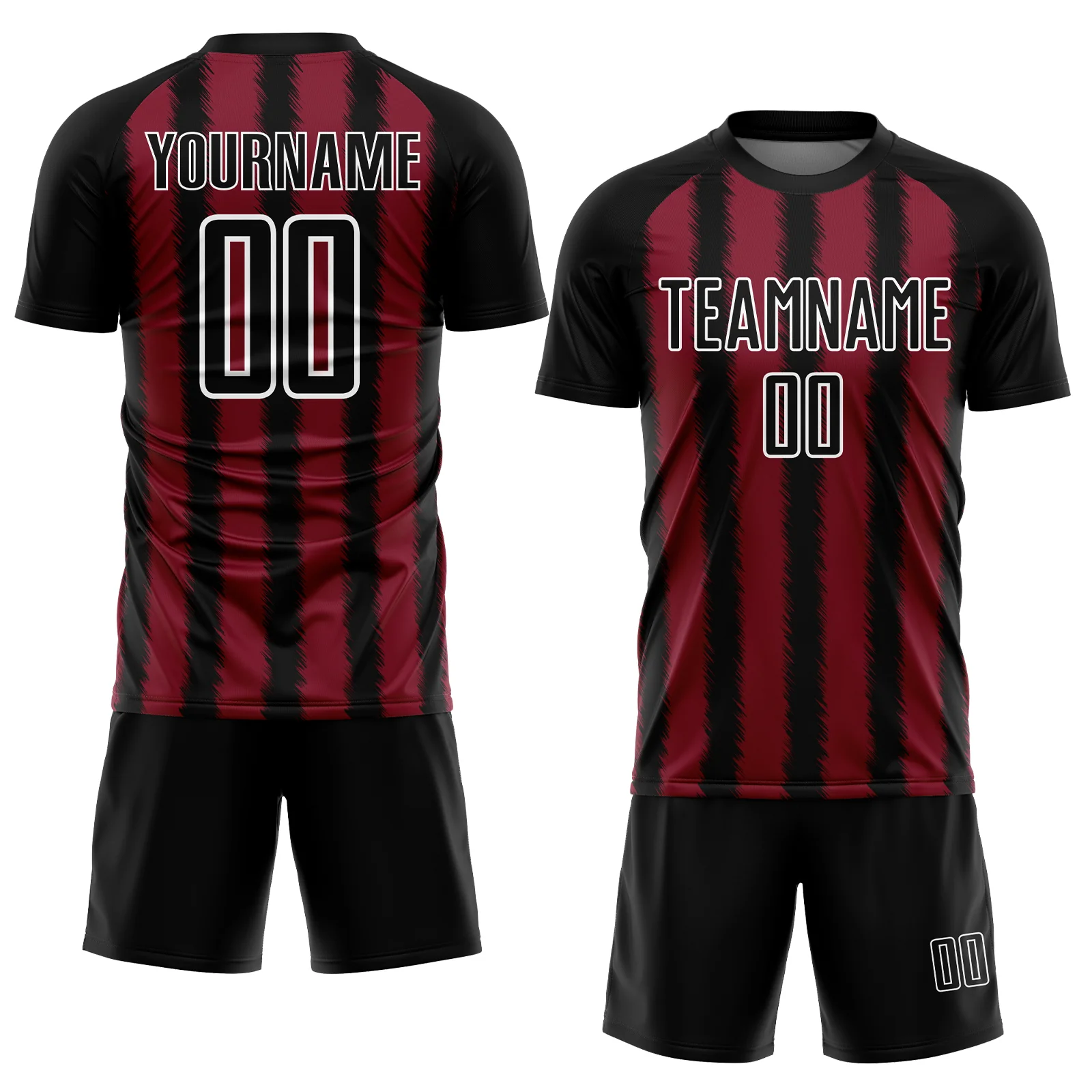 Custom Black Crimson-White Line Sublimation Soccer Uniform Jersey - Image 2