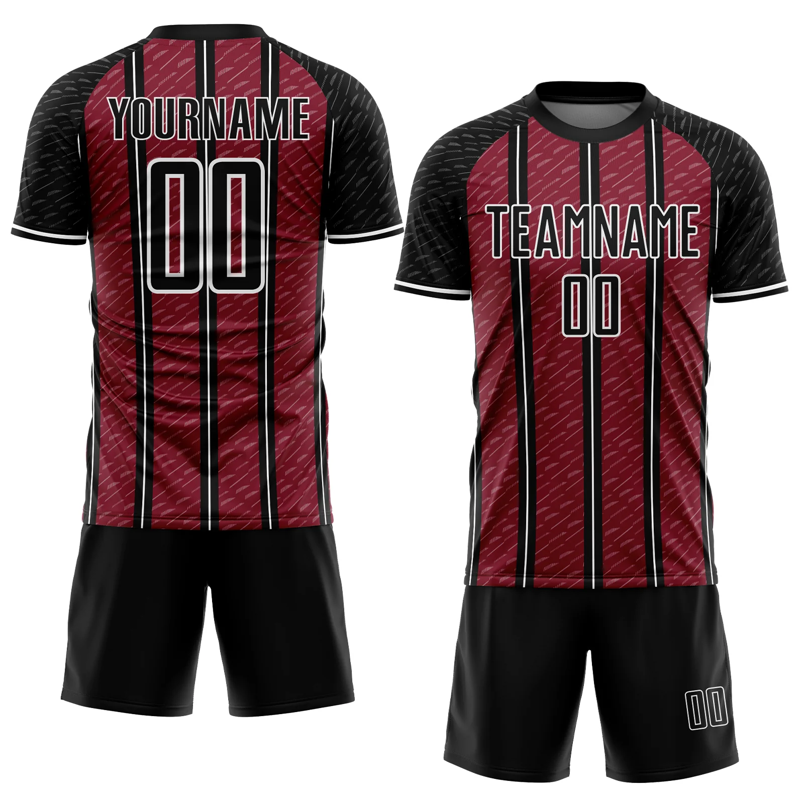Custom Black Crimson-White Line Sublimation Soccer Uniform Jersey - Image 2