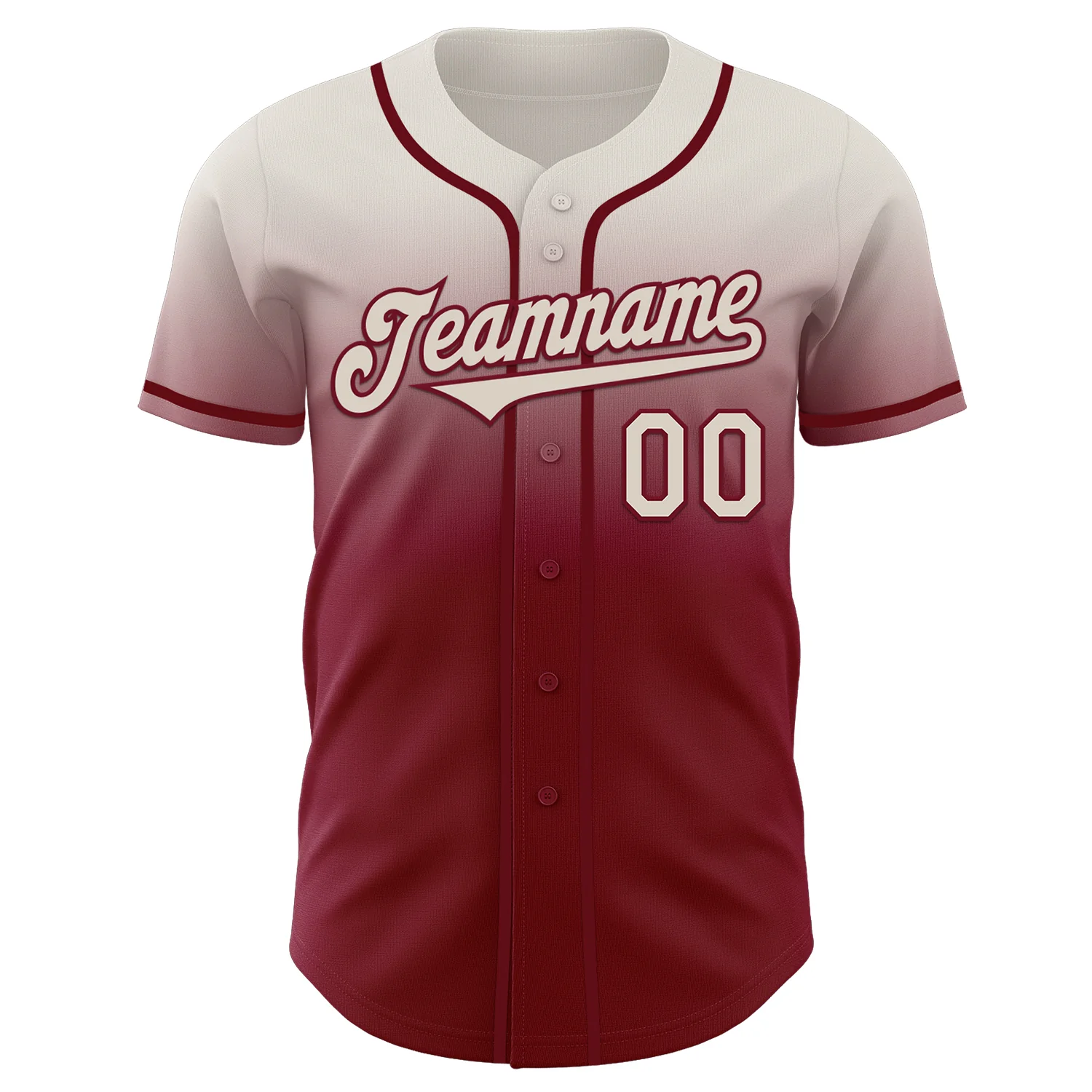 Custom Cream Crimson Authentic Fade Fashion Baseball Jersey - Image 2