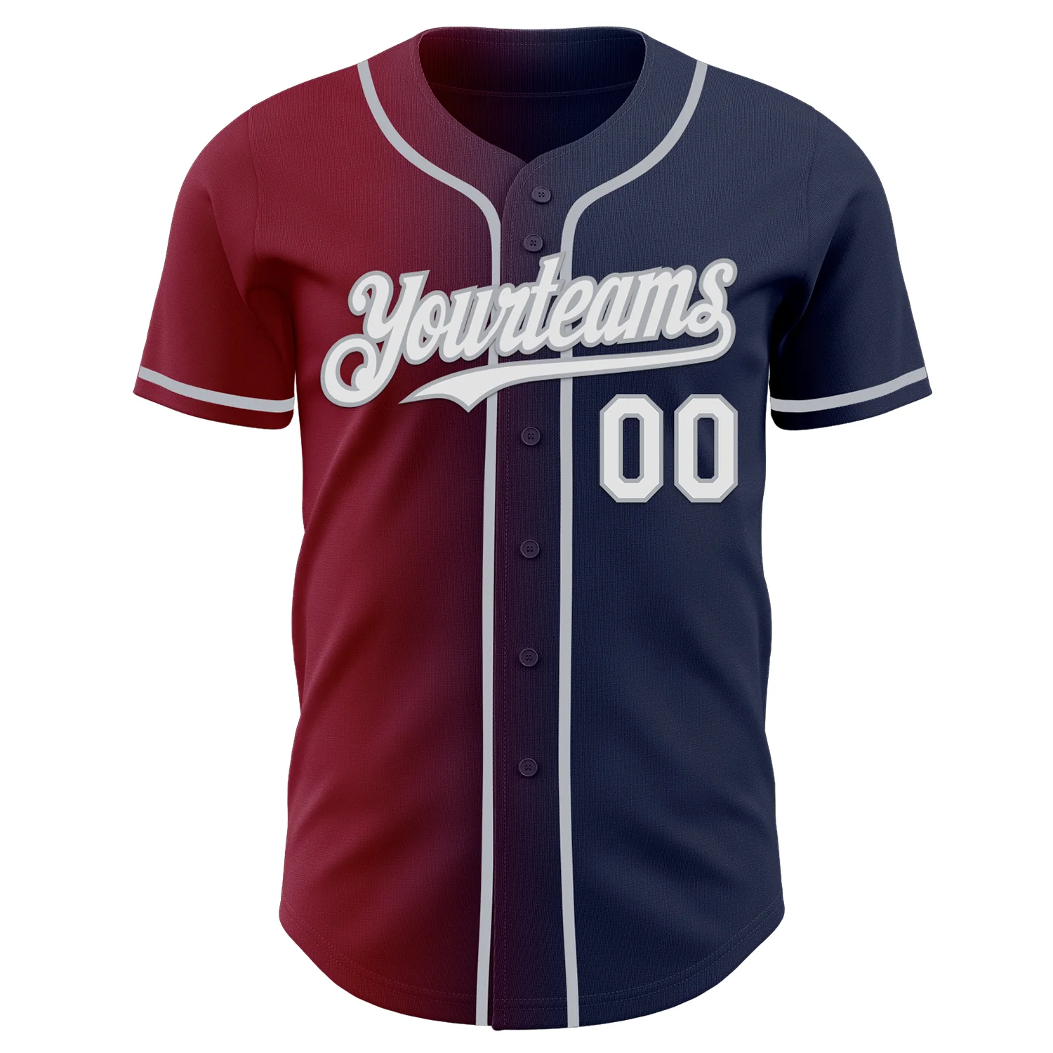 Custom Navy White Crimson-Gray Authentic Gradient Fashion Baseball Jersey - Image 2