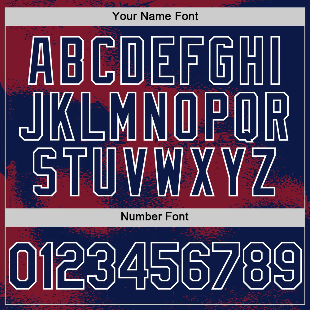Custom Navy Crimson-White Abstract Color Blocks Fragment Pattern Bomber Full-Snap Varsity Letterman Hoodie Jacket - Image 6