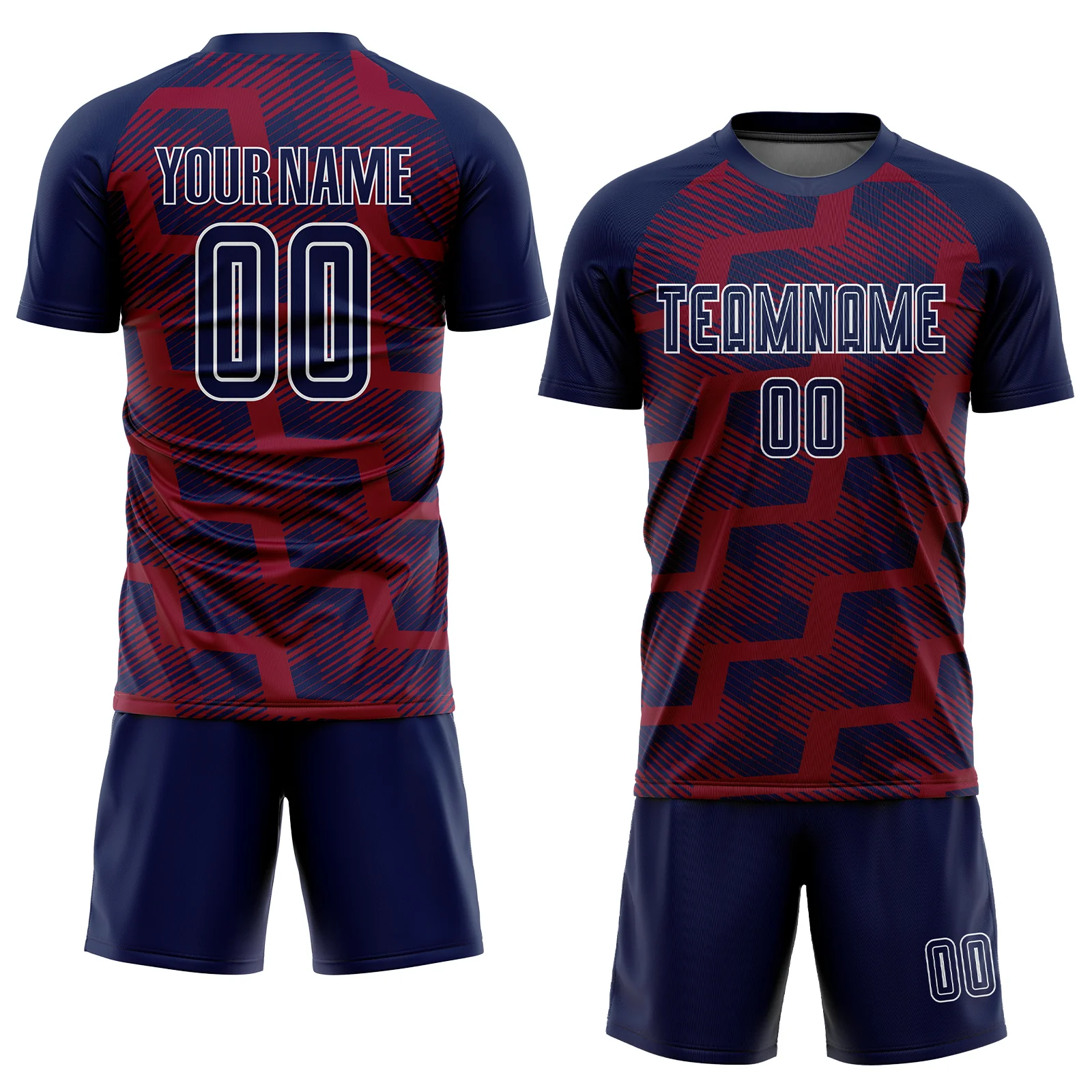 Custom Navy Crimson-White Line Sublimation Soccer Uniform Jersey - Image 2