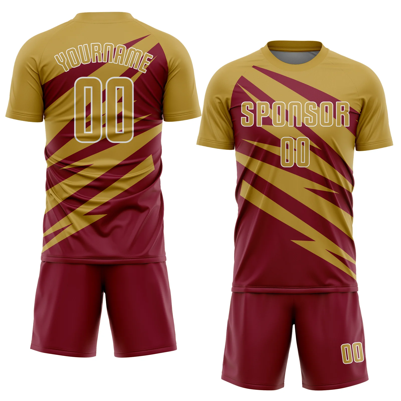Custom Old Gold Crimson-White Abstract Line Sports Sublimation Soccer Uniform Jersey - Image 2