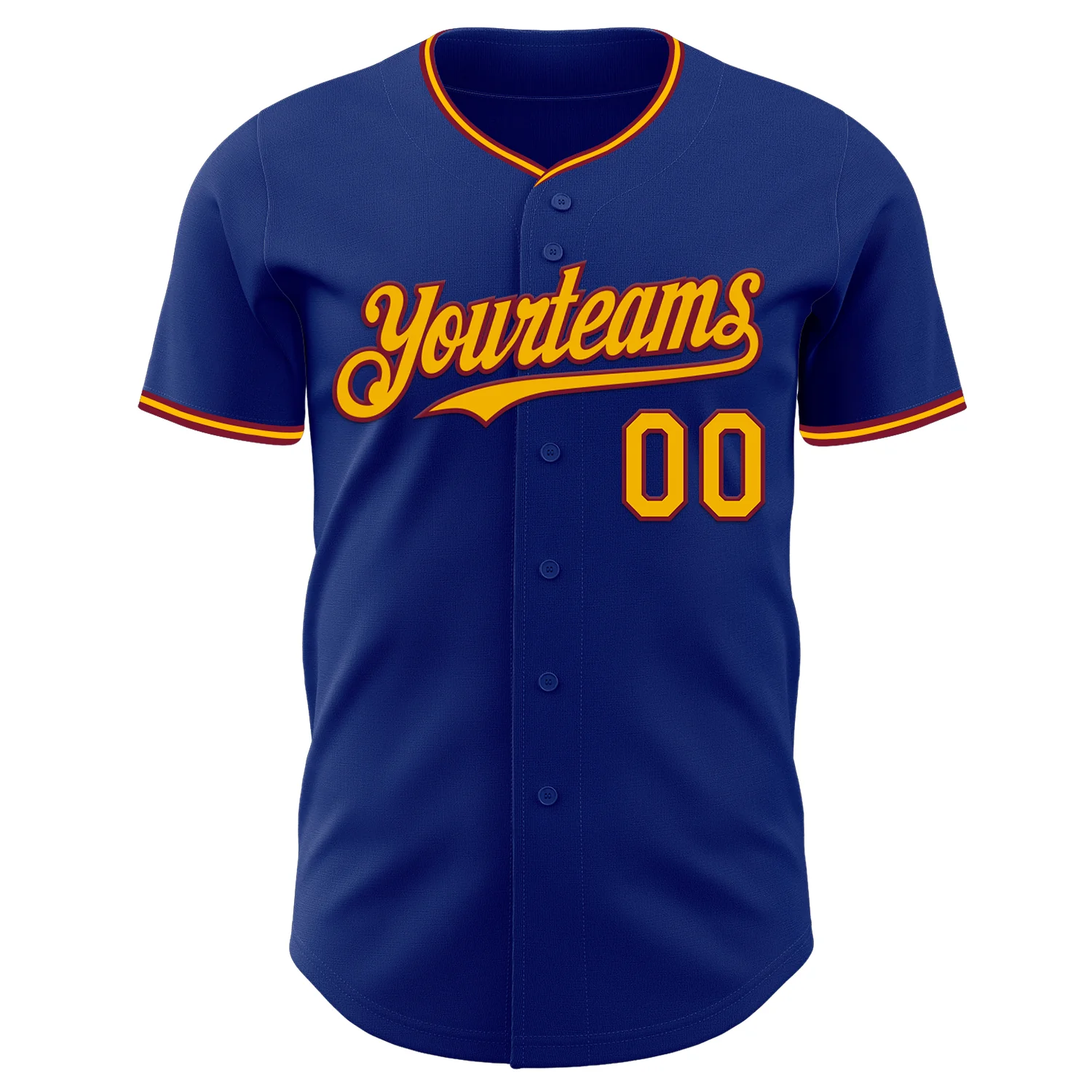 Custom Royal Gold-Crimson Authentic Baseball Jersey - Image 2