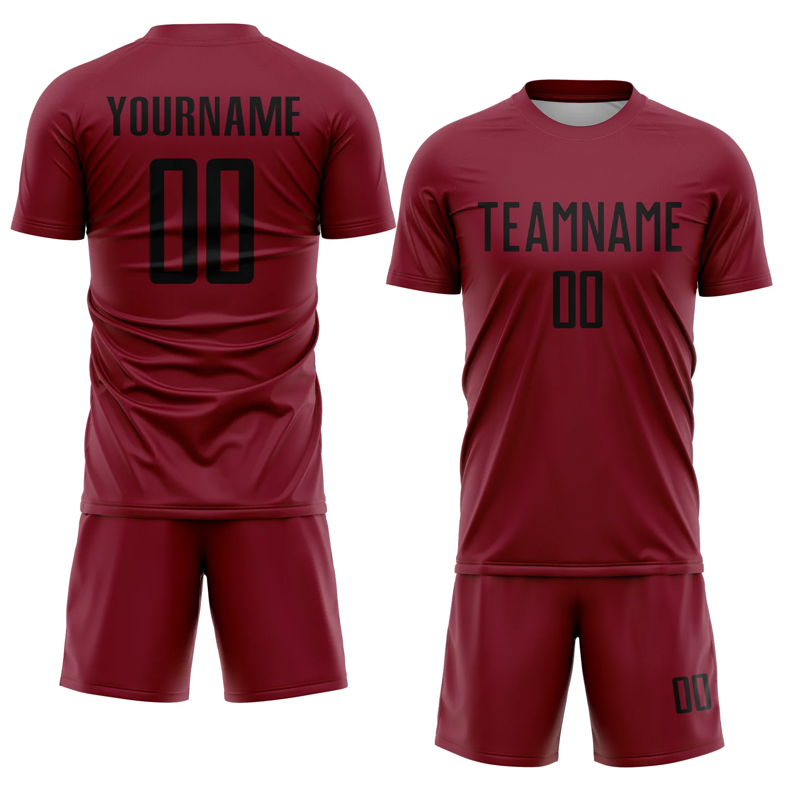 Custom Crimson Black Sublimation Soccer Uniform Jersey - Image 2