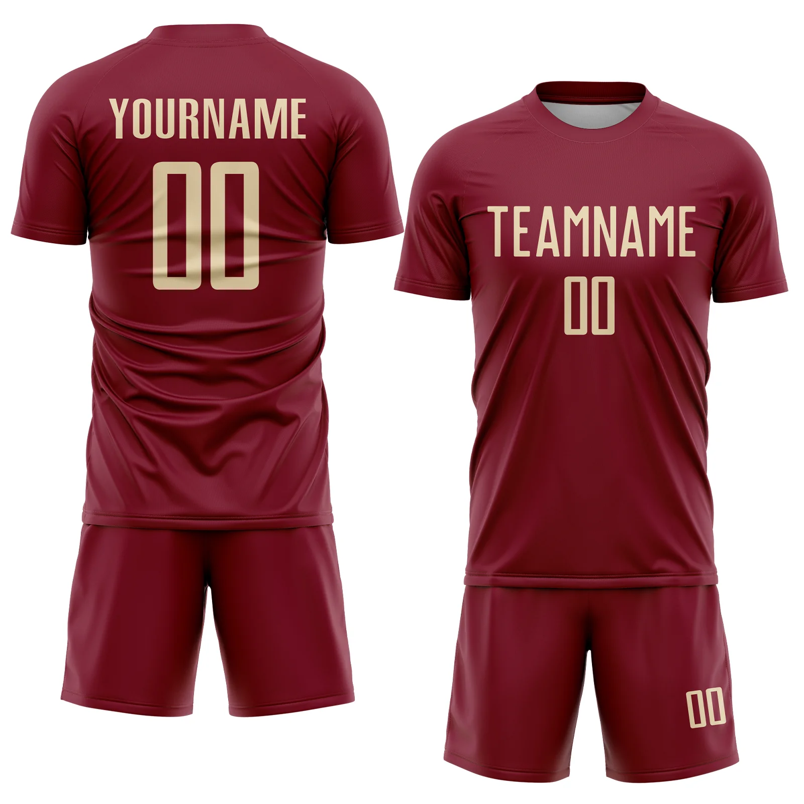 Custom Crimson Cream Sublimation Soccer Uniform Jersey - Image 2
