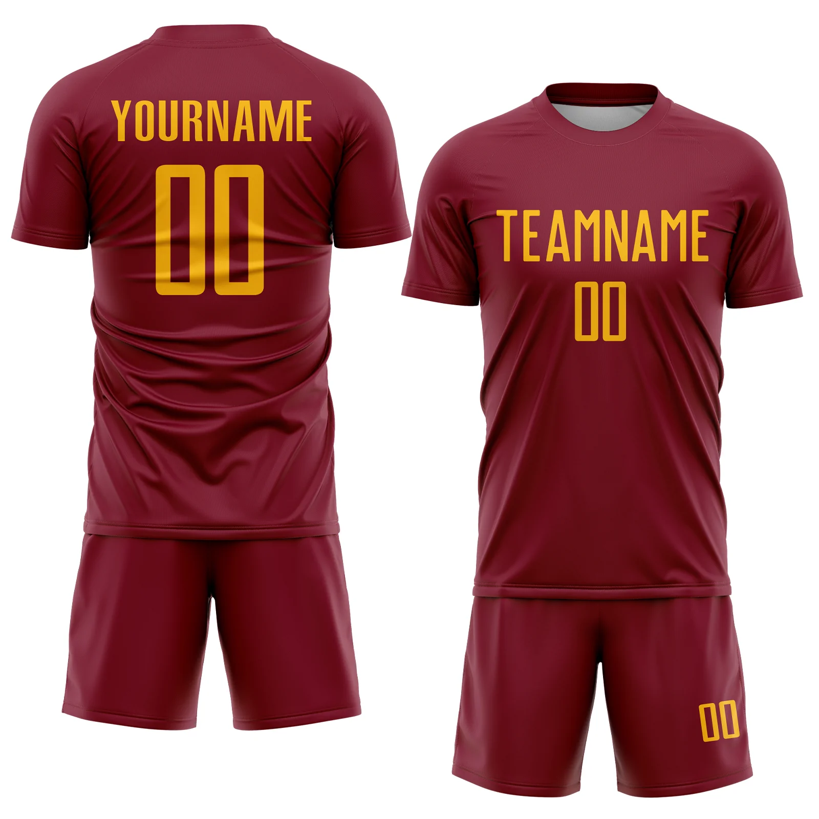 Custom Crimson Gold Sublimation Soccer Uniform Jersey - Image 2