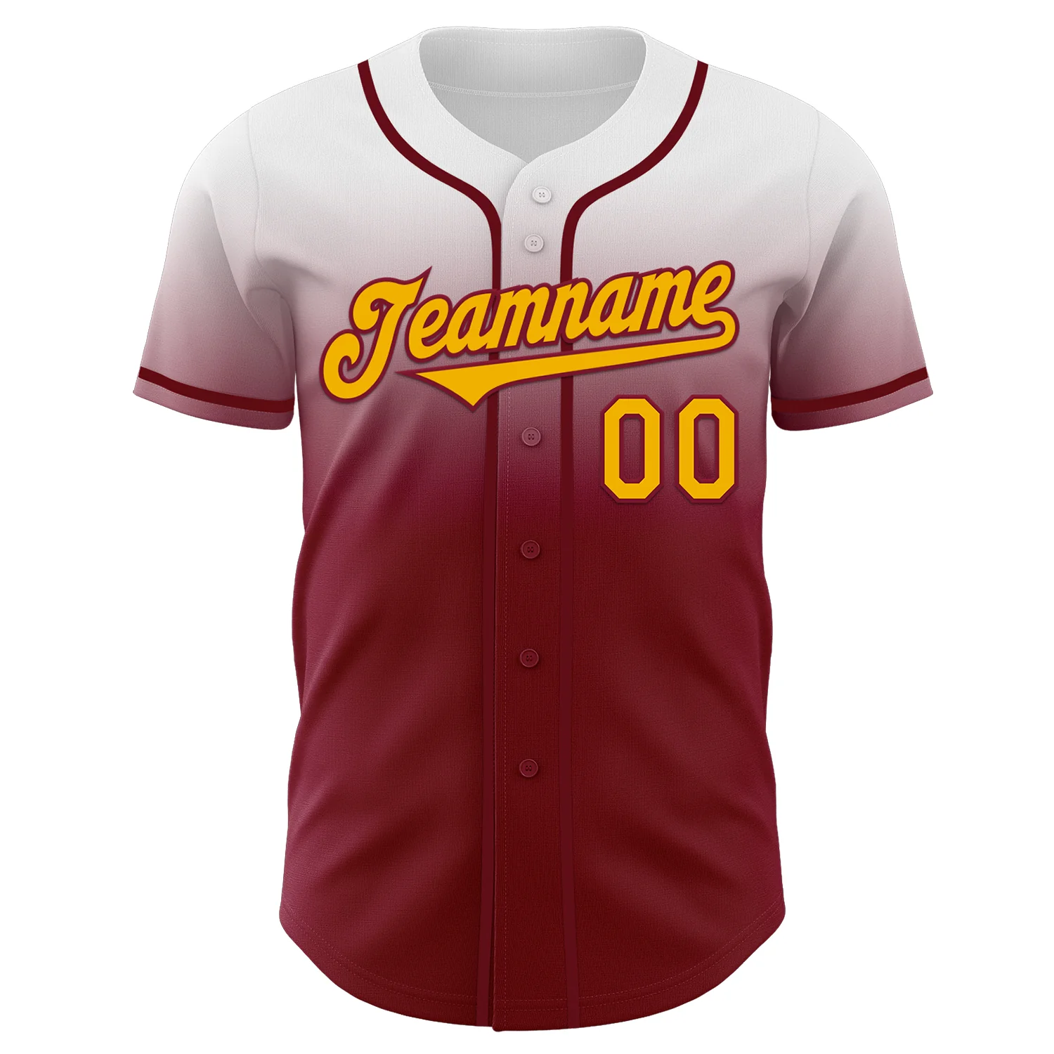 Custom White Gold-Crimson Authentic Fade Fashion Baseball Jersey - Image 2