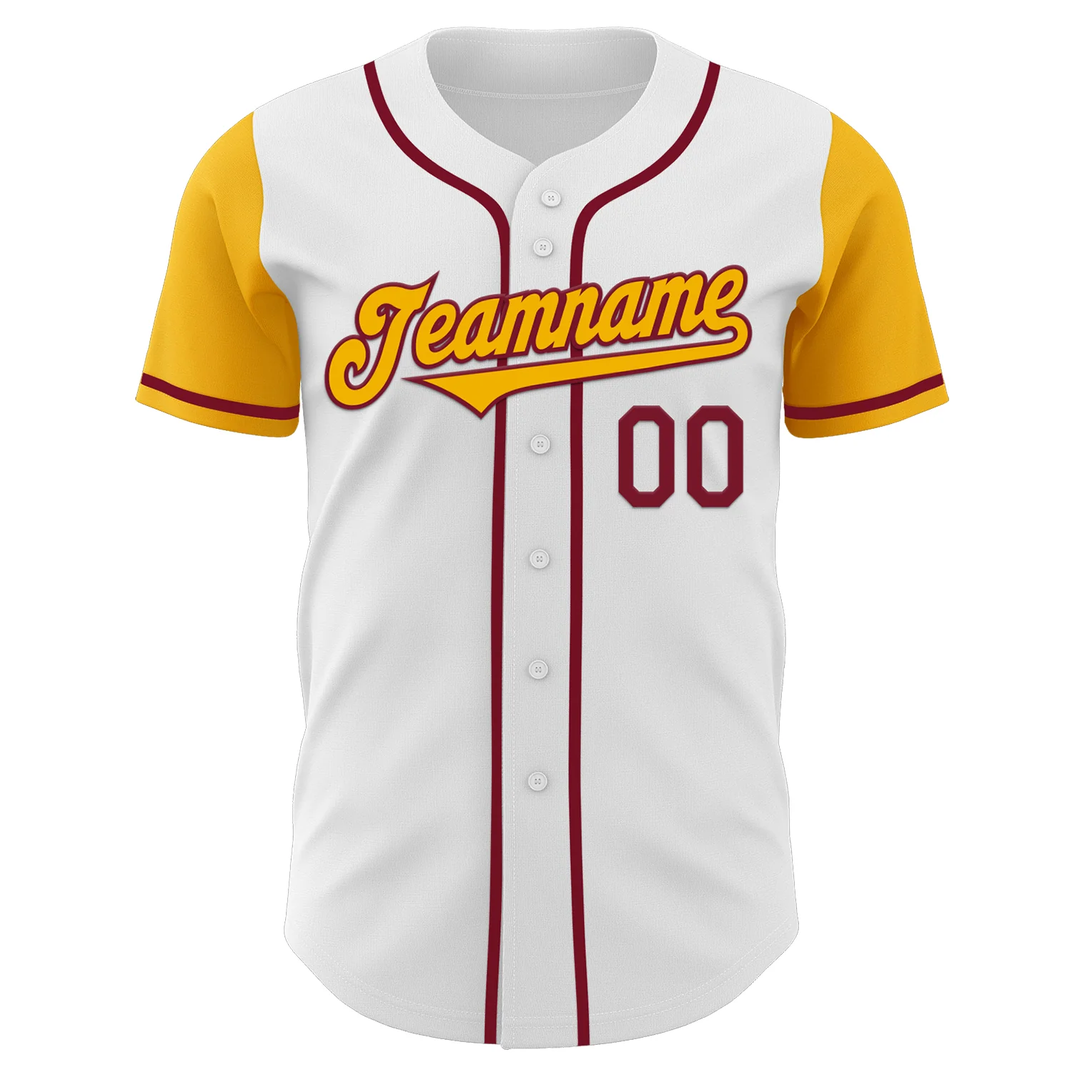 Custom White Gold-Crimson Authentic Two Tone Baseball Jersey - Image 2