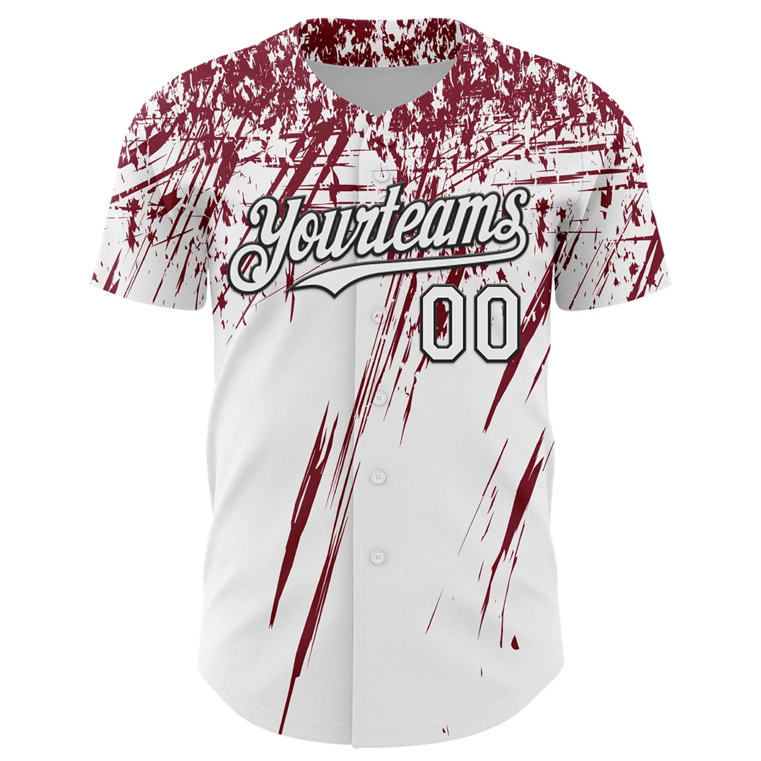 Custom White Crimson-Black Distressed Scratch Brush Stroke Authentic Baseball Jersey - Image 2