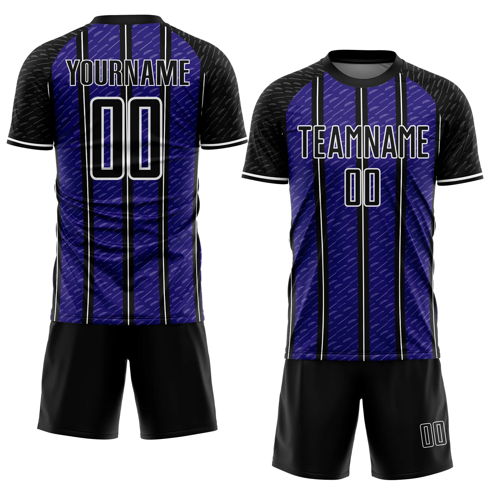 Custom Black Dark Purple-White Line Sublimation Soccer Uniform Jersey - Image 2