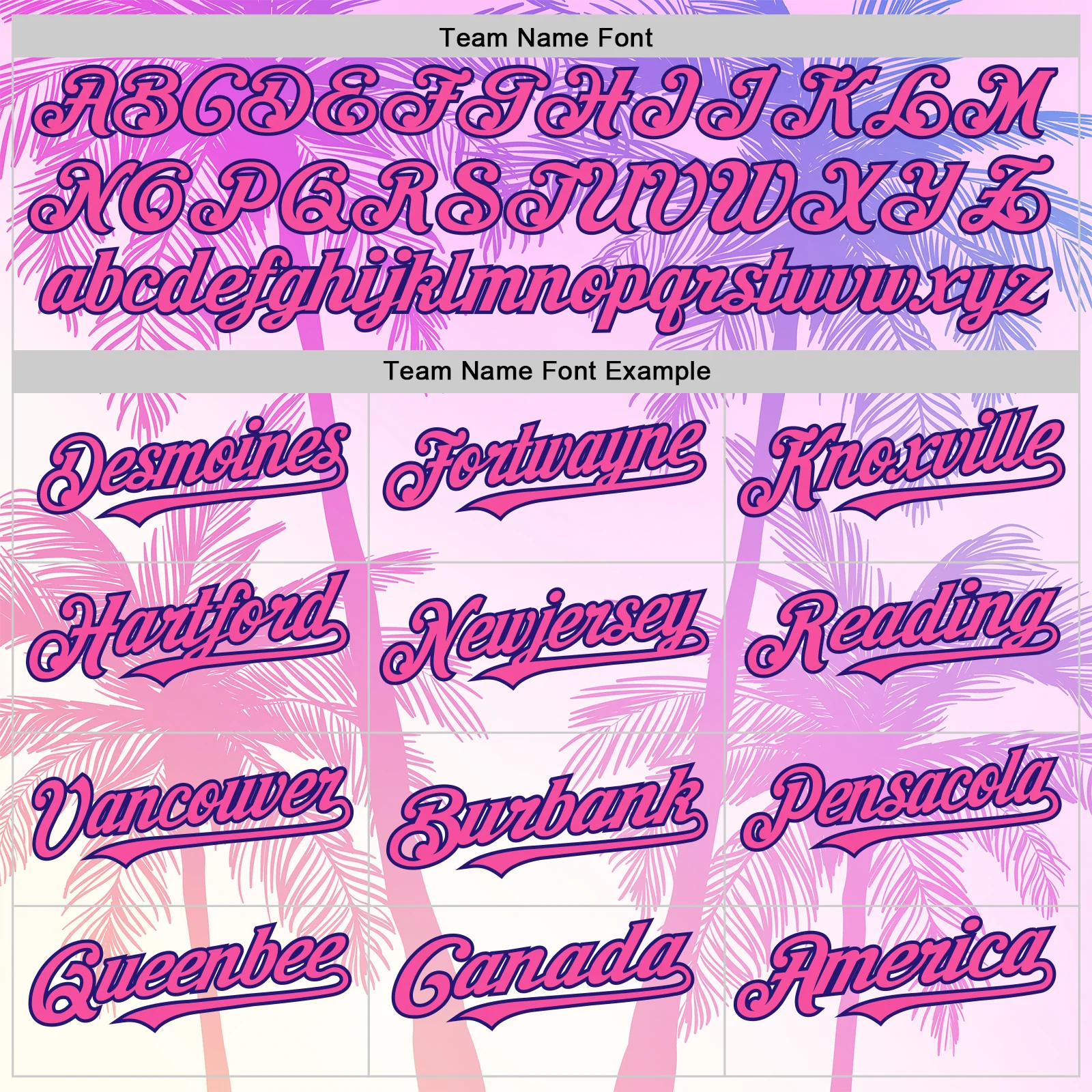 Custom Pink Dark Purple-White Valentine's Day Gradient Coconut Trees Authentic Baseball Jersey - Image 4
