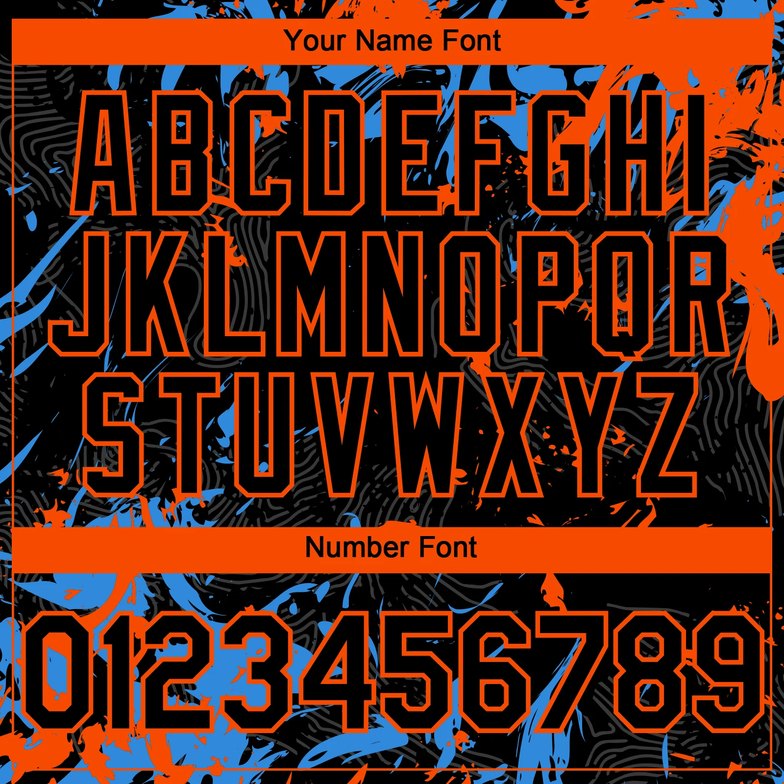 Custom Black Electric Blue-Orange Splash Authentic Baseball Jersey - Image 5
