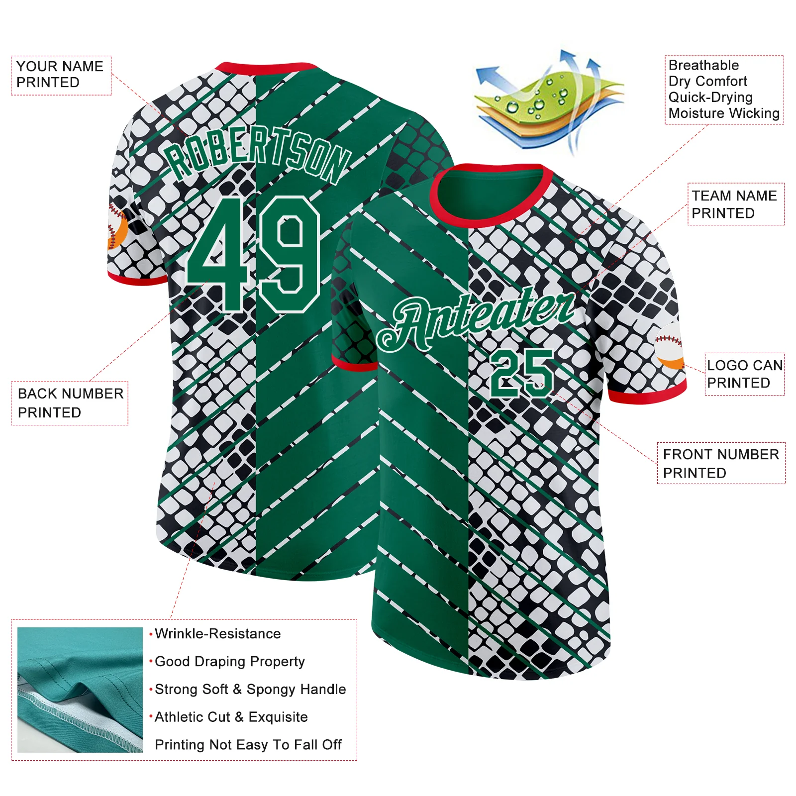 Custom White Kelly Green Fire Red-Black Mexico Snake Python Print Soccer Jersey Performance T-Shirt - Image 2