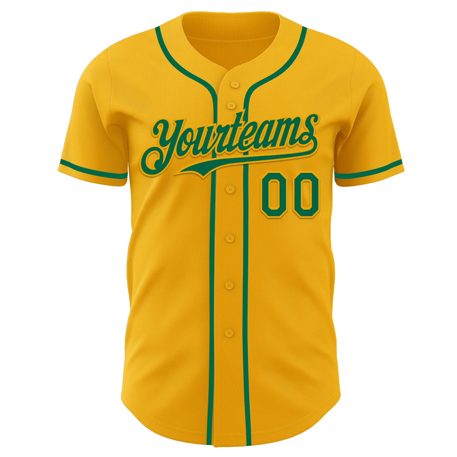 Custom Gold Kelly Green Authentic Baseball Jersey - Image 2