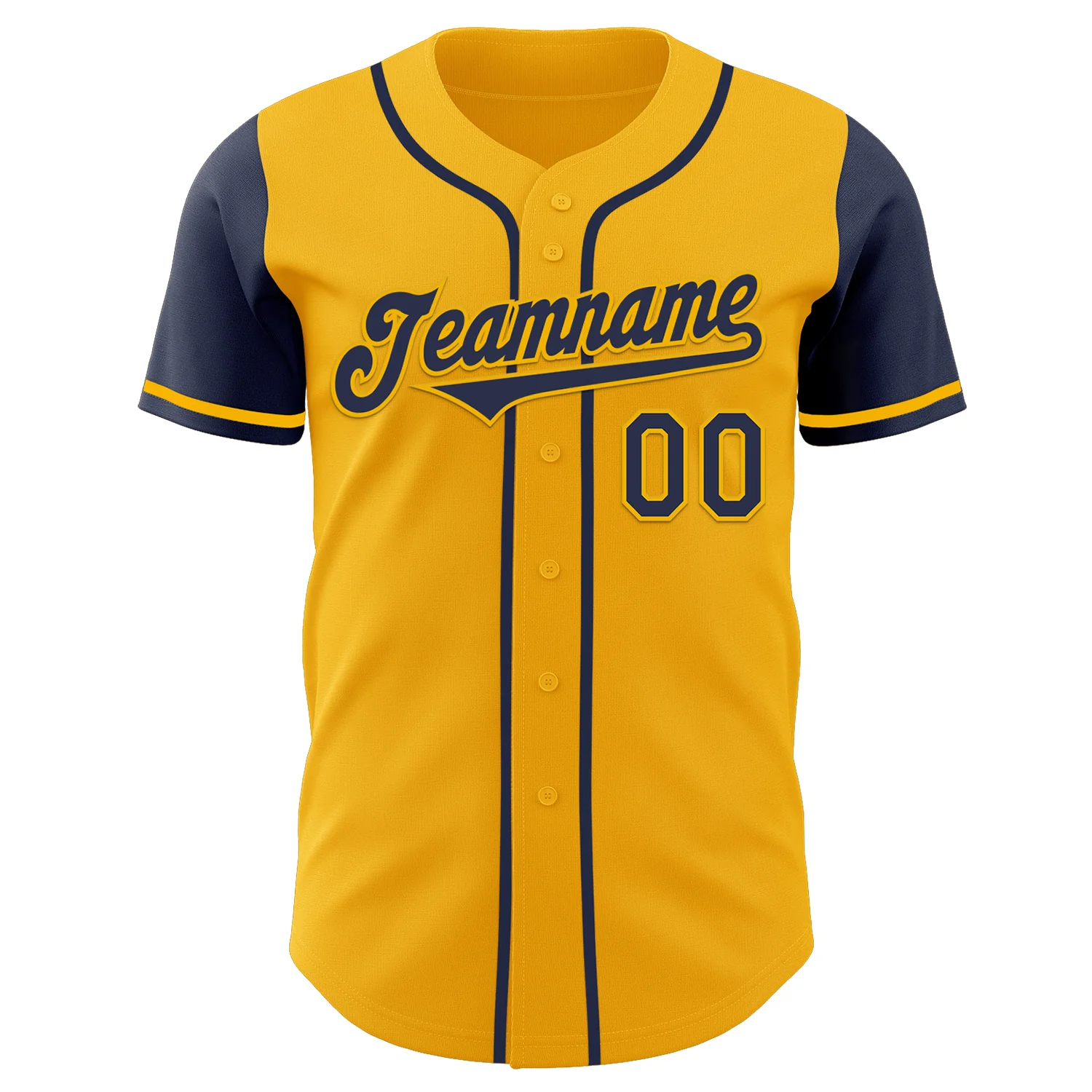 Custom Gold Navy Authentic Two Tone Baseball Jersey - Image 2