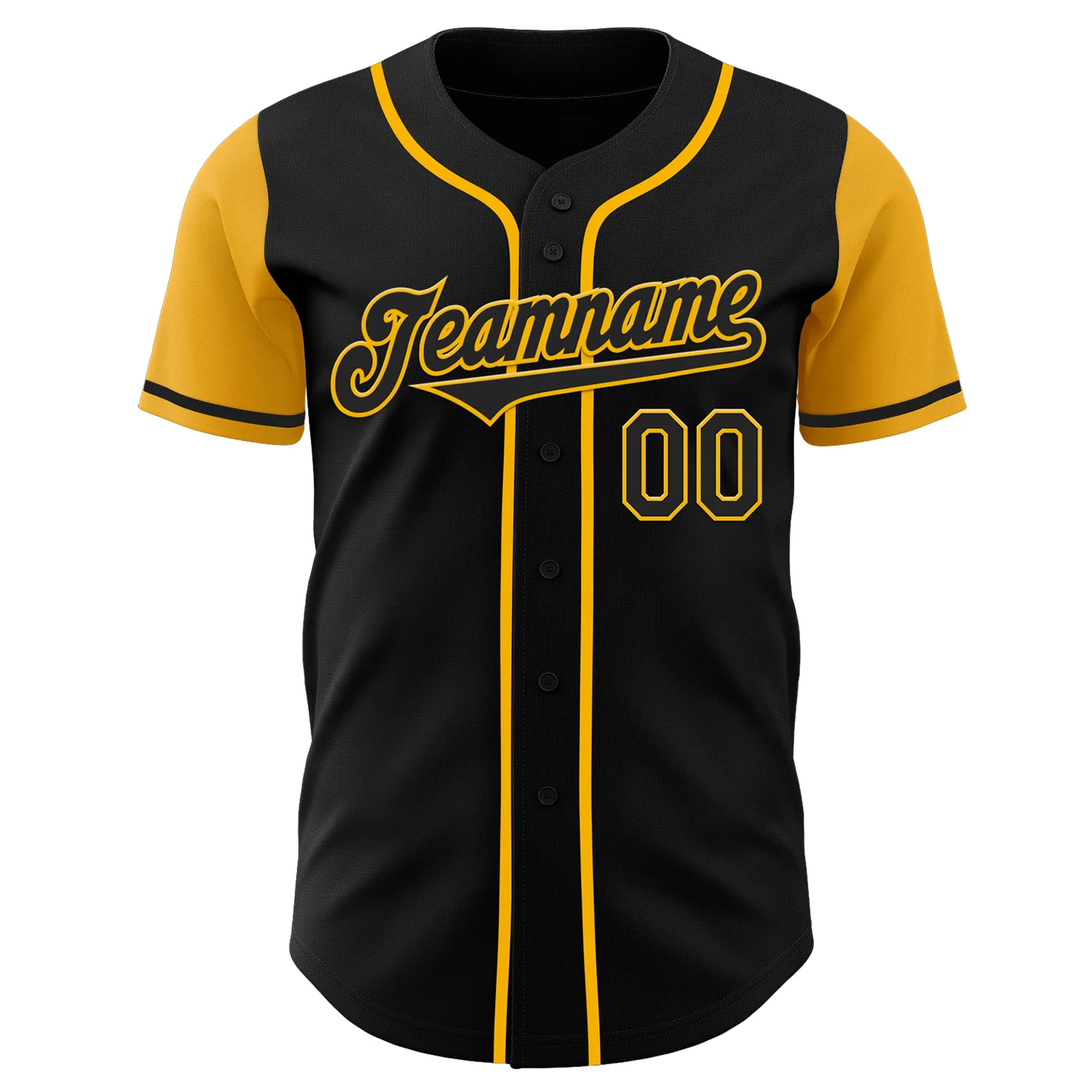 Custom Black Gold Authentic Two Tone Baseball Jersey - Image 2