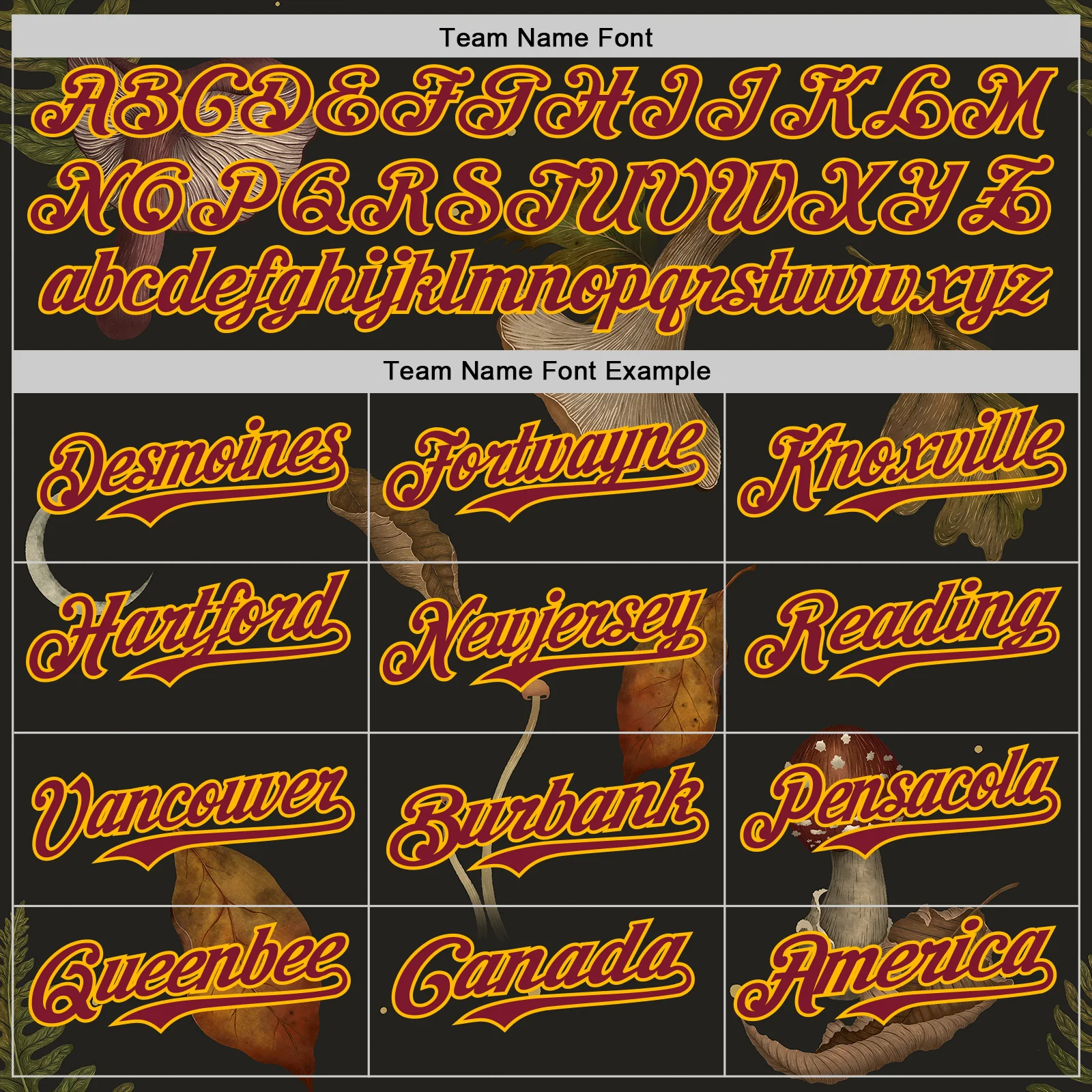 Custom Black Crimson-Gold Episodic Drawing Autumn Mushrooms Authentic Baseball Jersey - Image 4