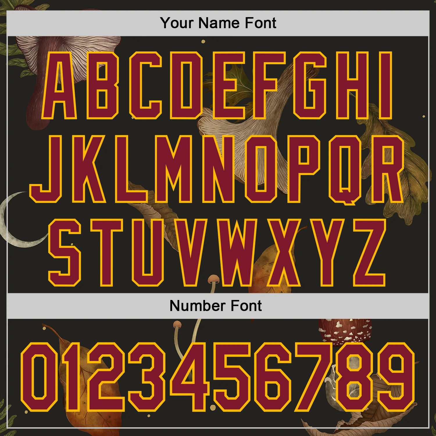 Custom Black Crimson-Gold Episodic Drawing Autumn Mushrooms Authentic Baseball Jersey - Image 5