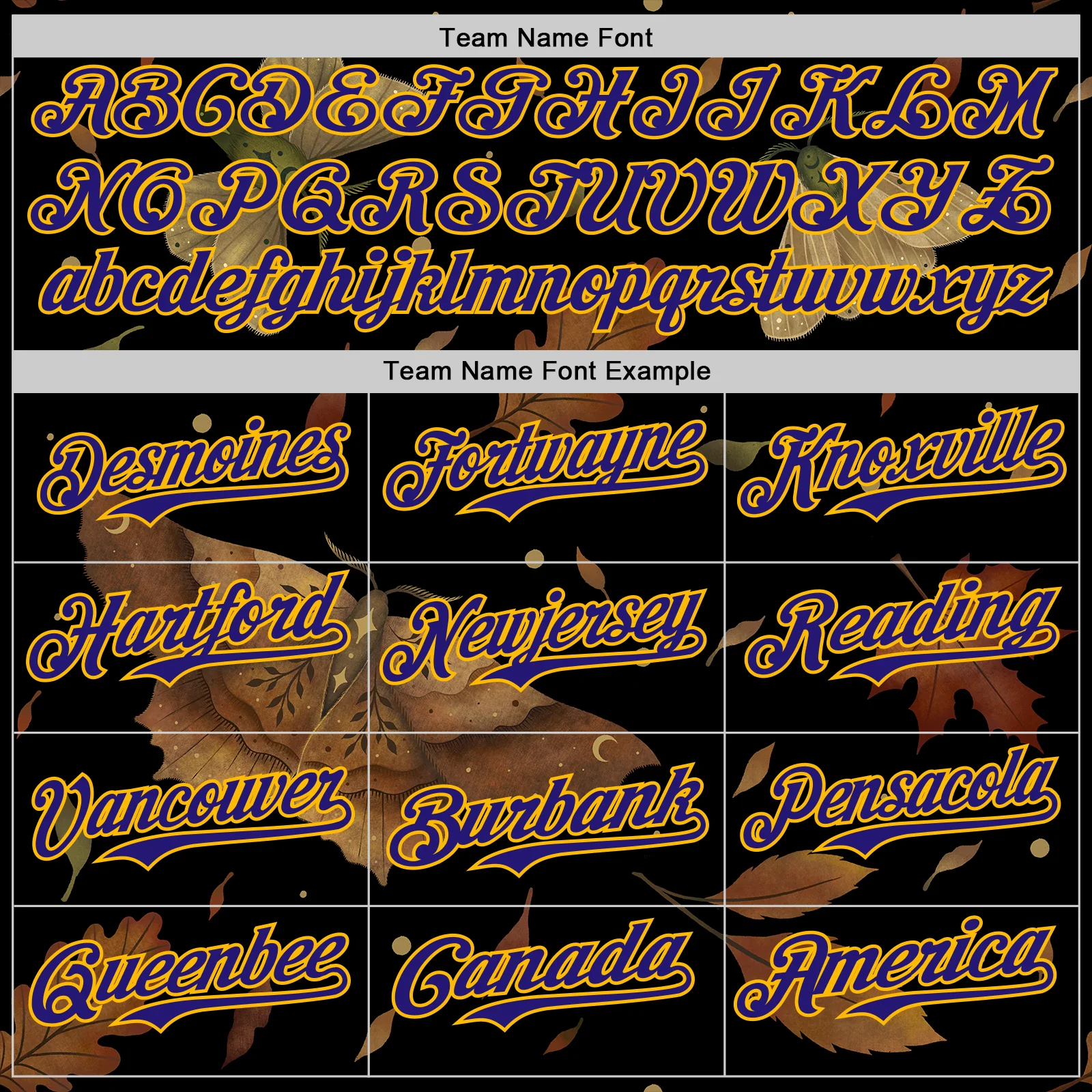 Custom Black Dark Purple-Gold Episodic Drawing Autumn Moth Authentic Baseball Jersey - Image 4