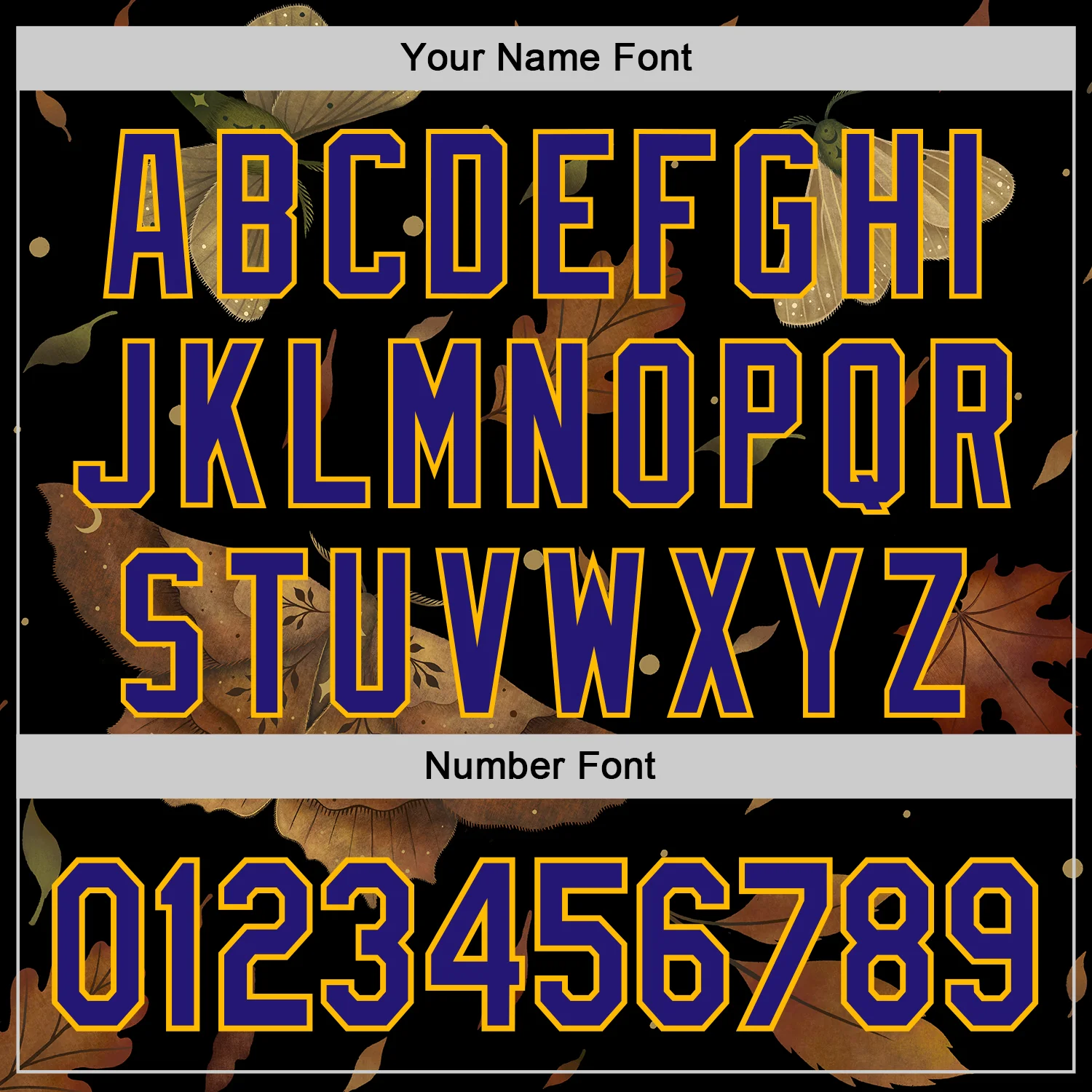 Custom Black Dark Purple-Gold Episodic Drawing Autumn Moth Authentic Baseball Jersey - Image 5